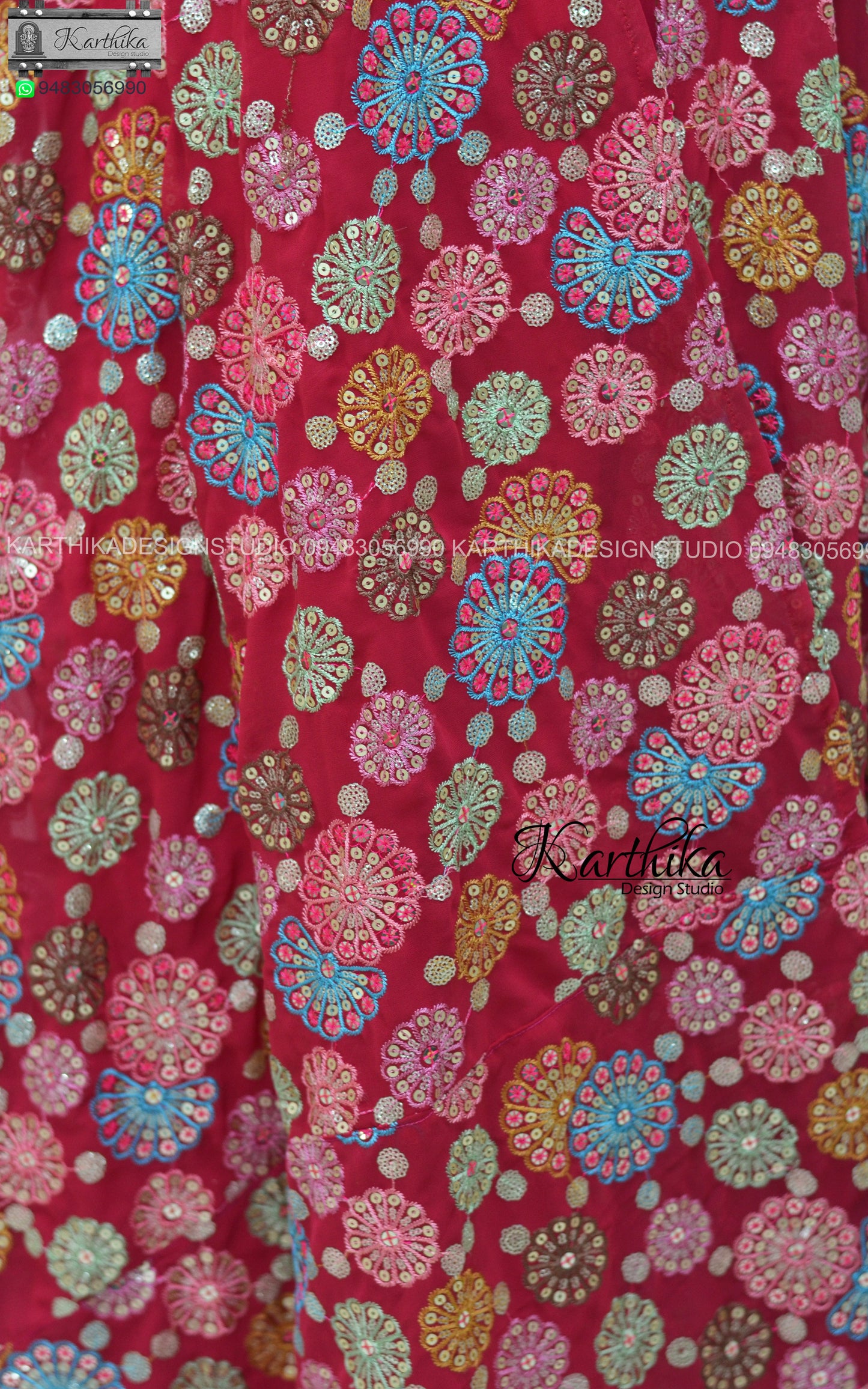Embroidered georgette long gown..