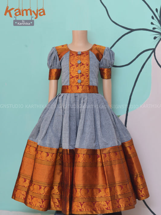 Grey Narayanpet cotton gown