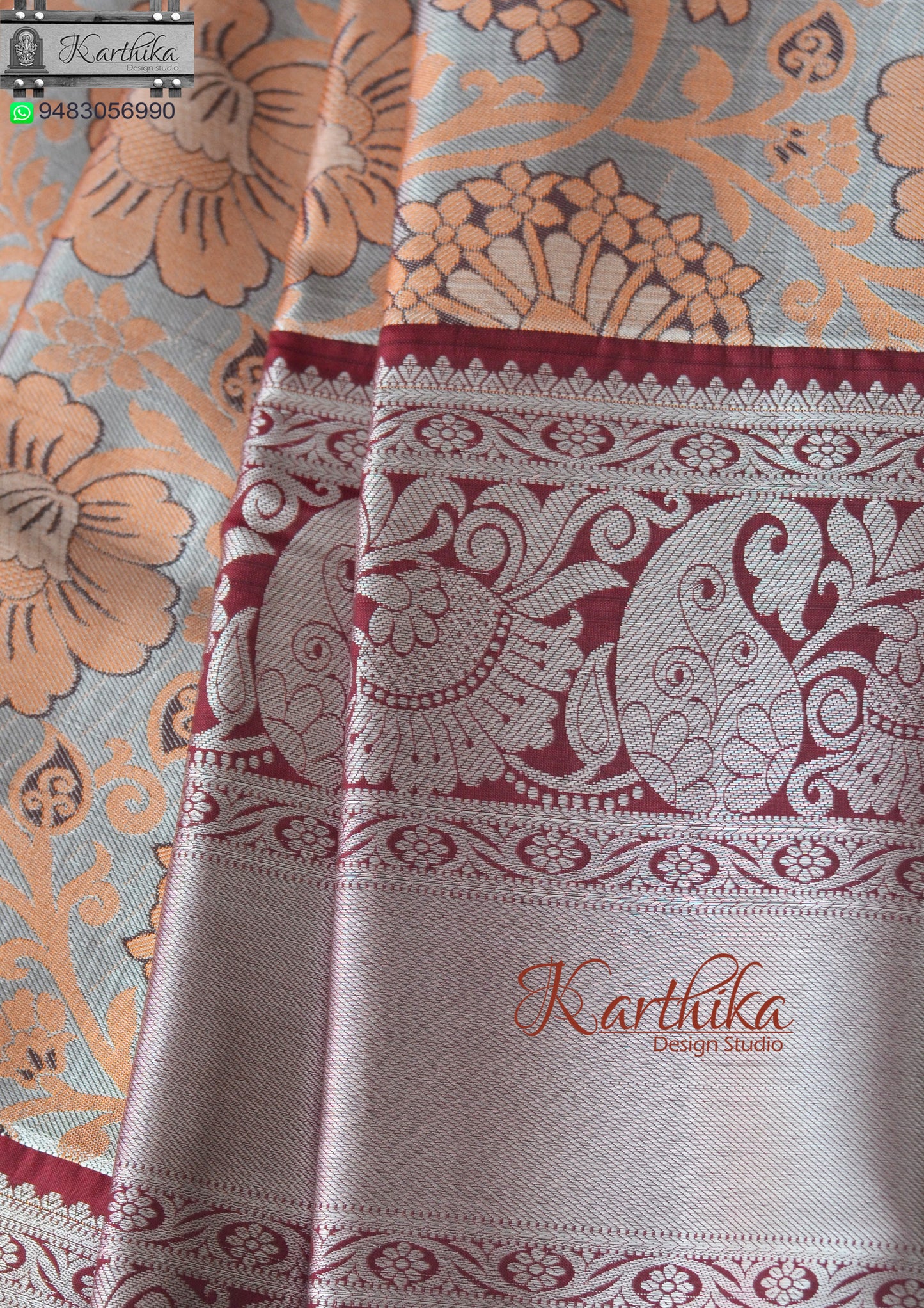 Soft silk saree-Grey