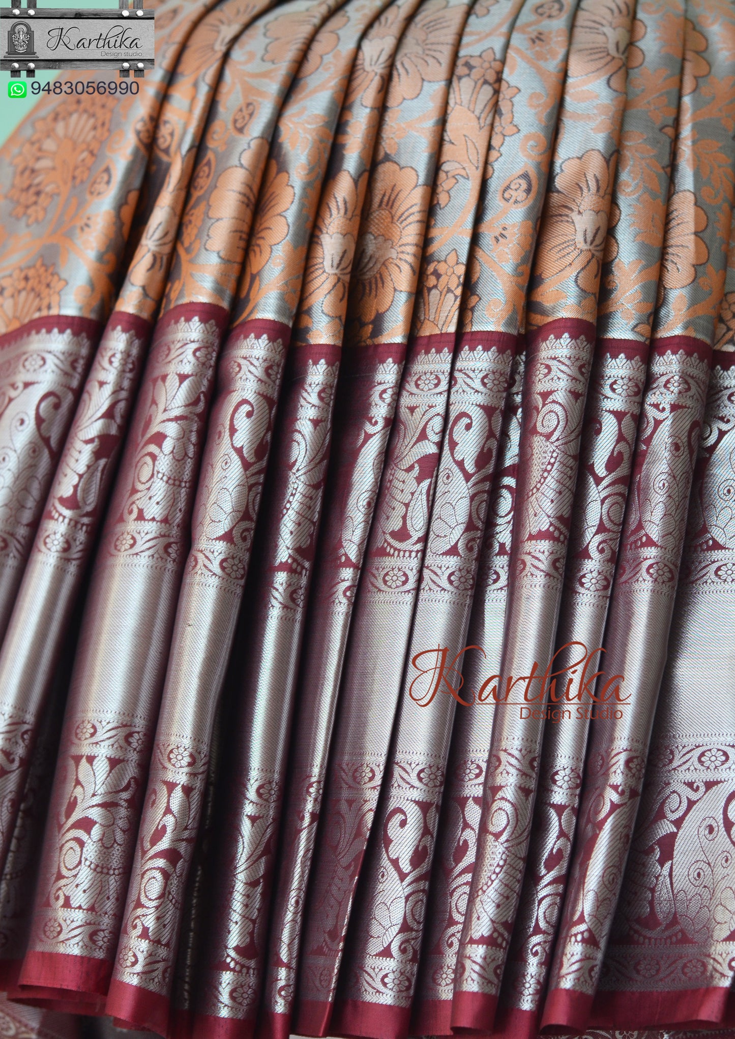 Soft silk saree-Grey