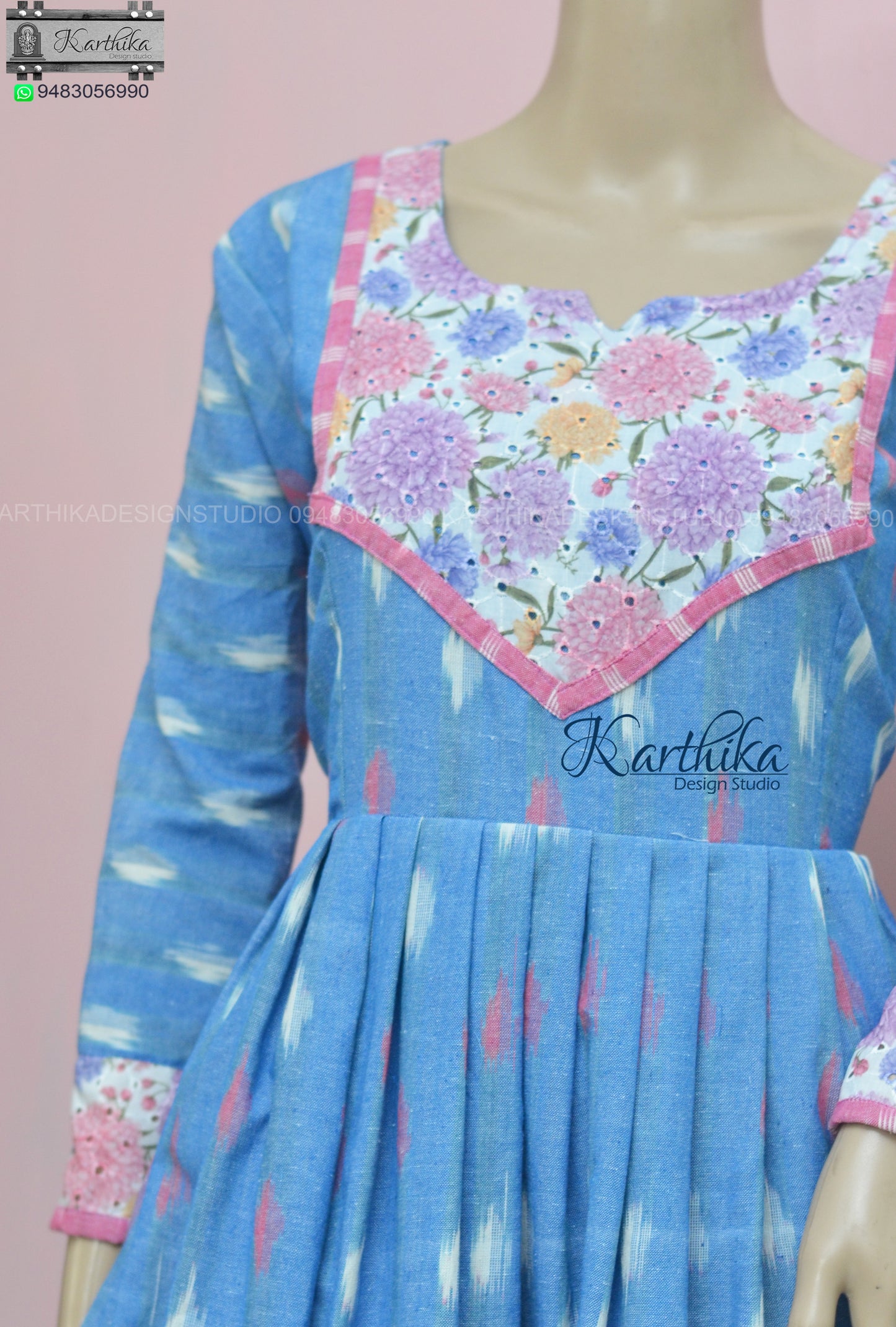 Hakoba and ikkat cotton kurthi