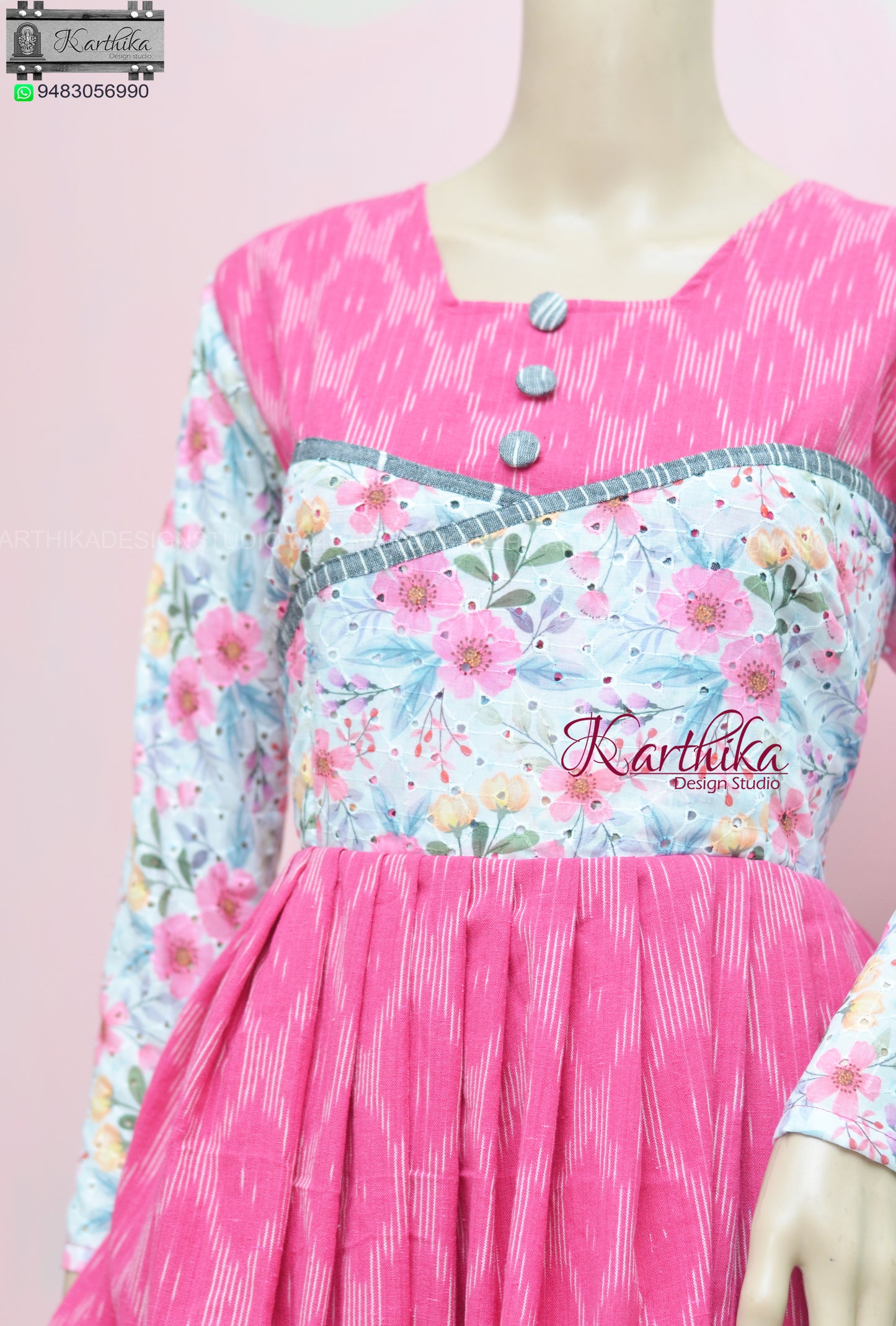 Hakoba and ikkat cotton kurthi
