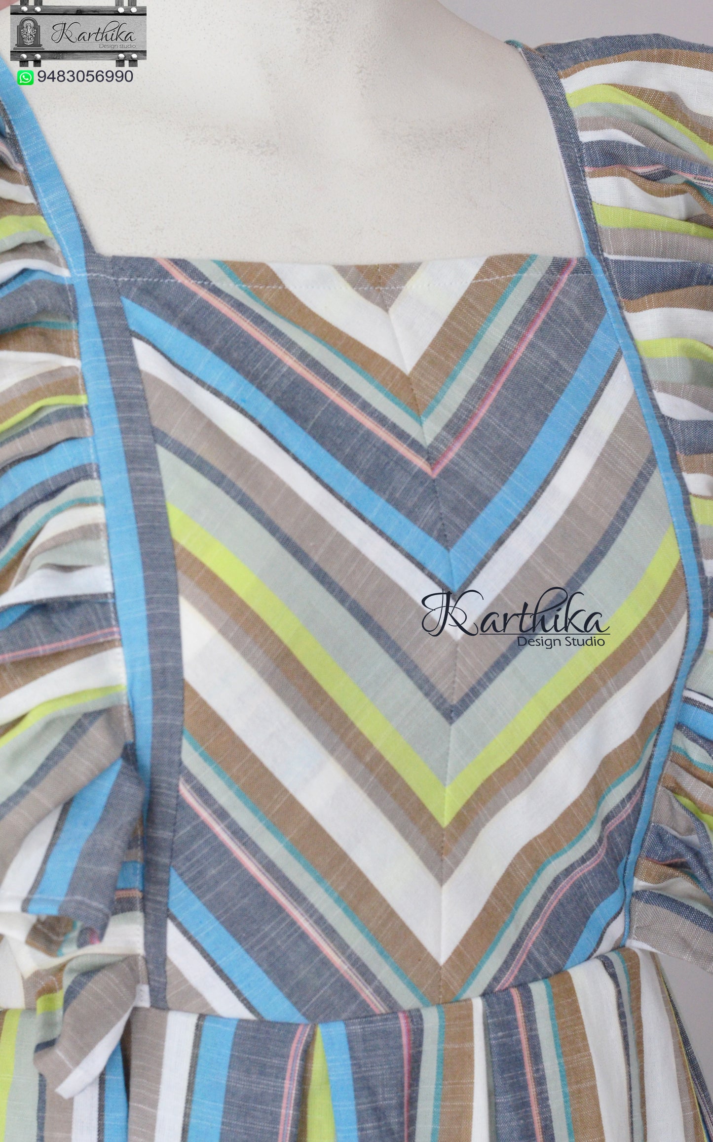Handloom striped cotton frock