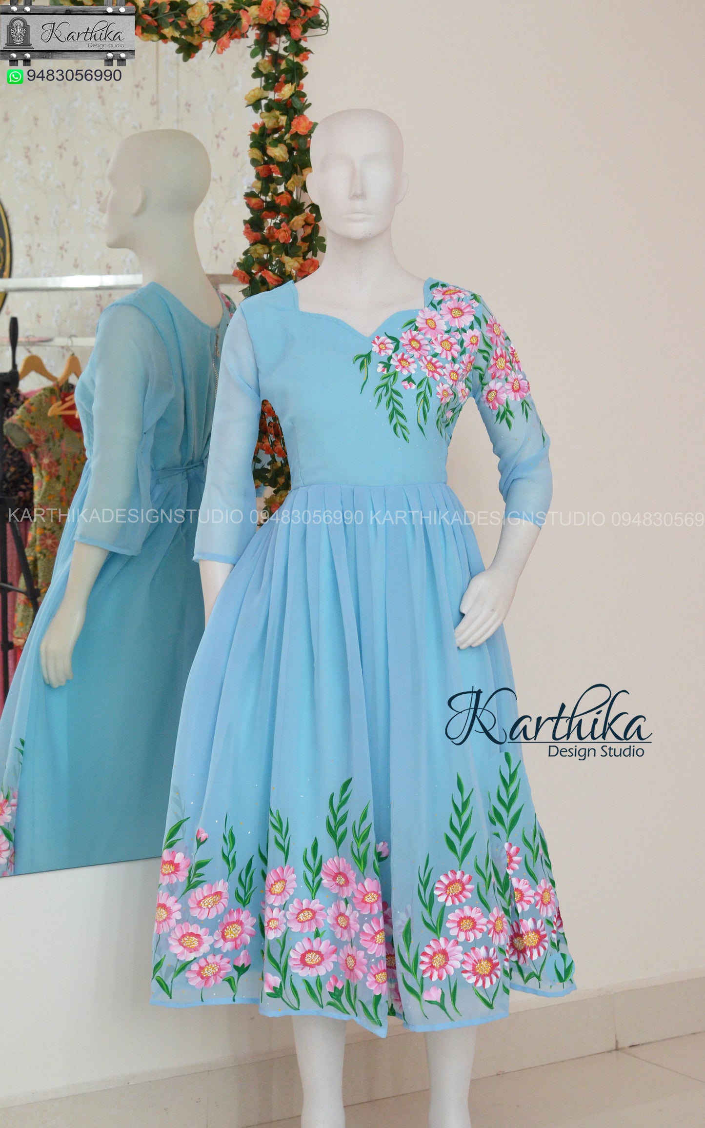 Handpainted georgette frock