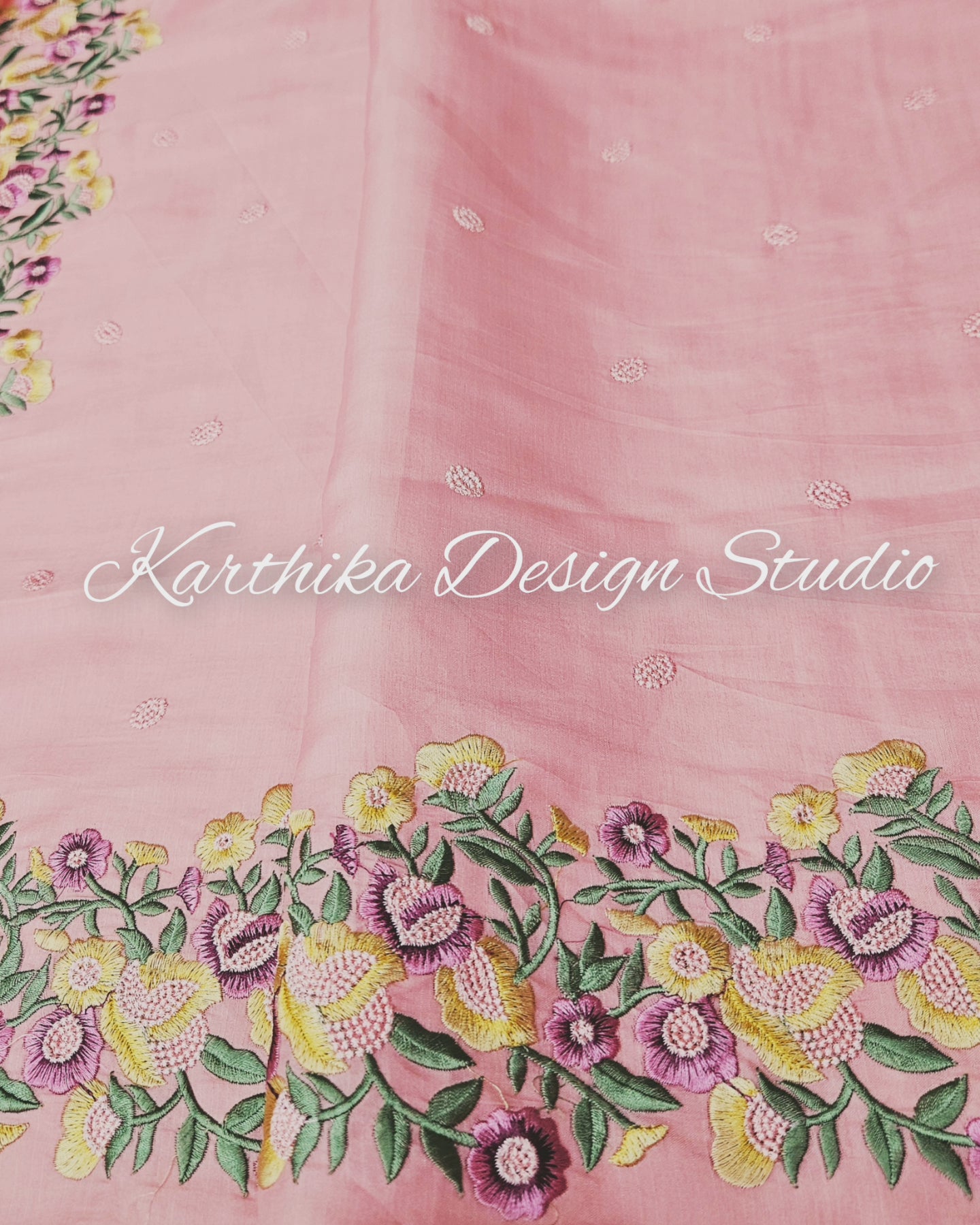 Jasmine silk saree with embroidered border