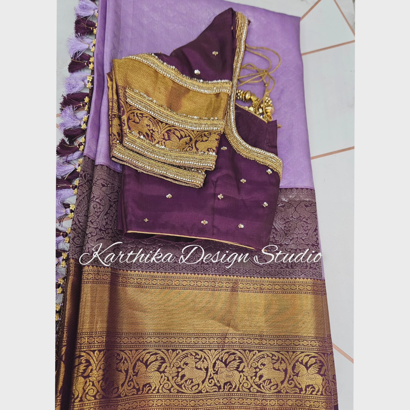 Cotton silk blouse with maggam work