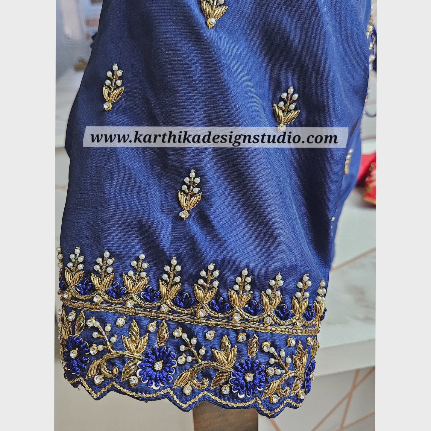 Zardosi and stone work on cotton silk Blouse