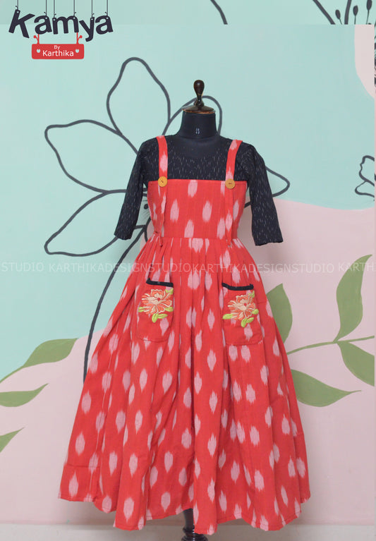 Ikkat dungaree gown