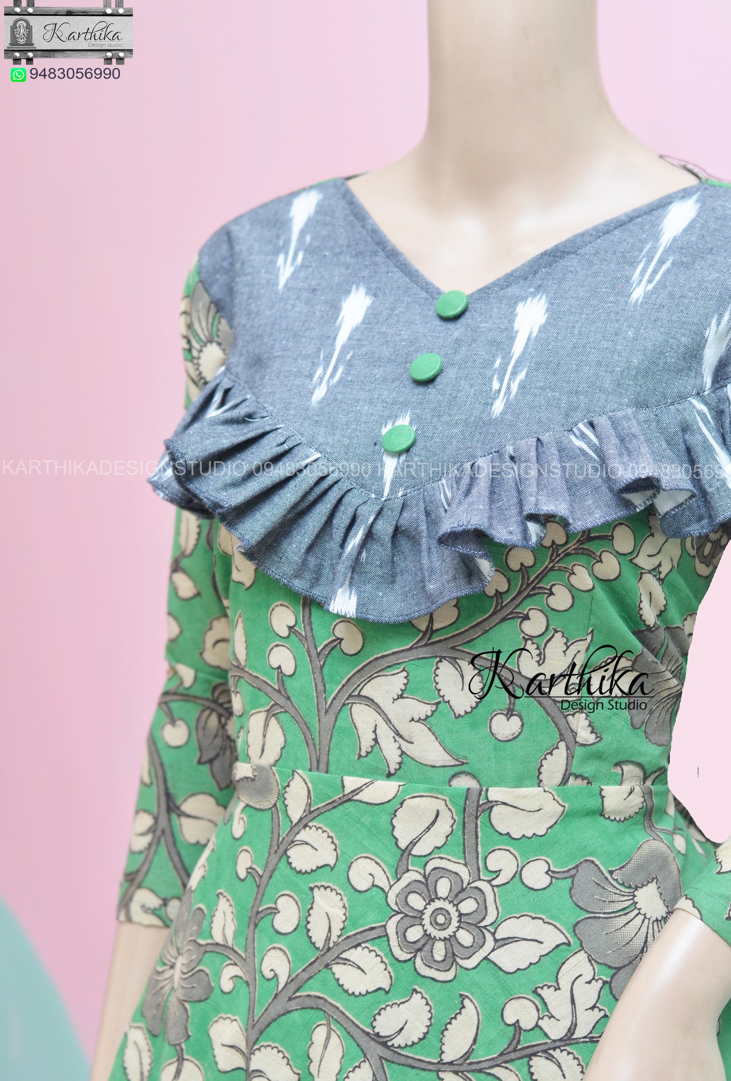 Kalamkari and ikkat kurthi