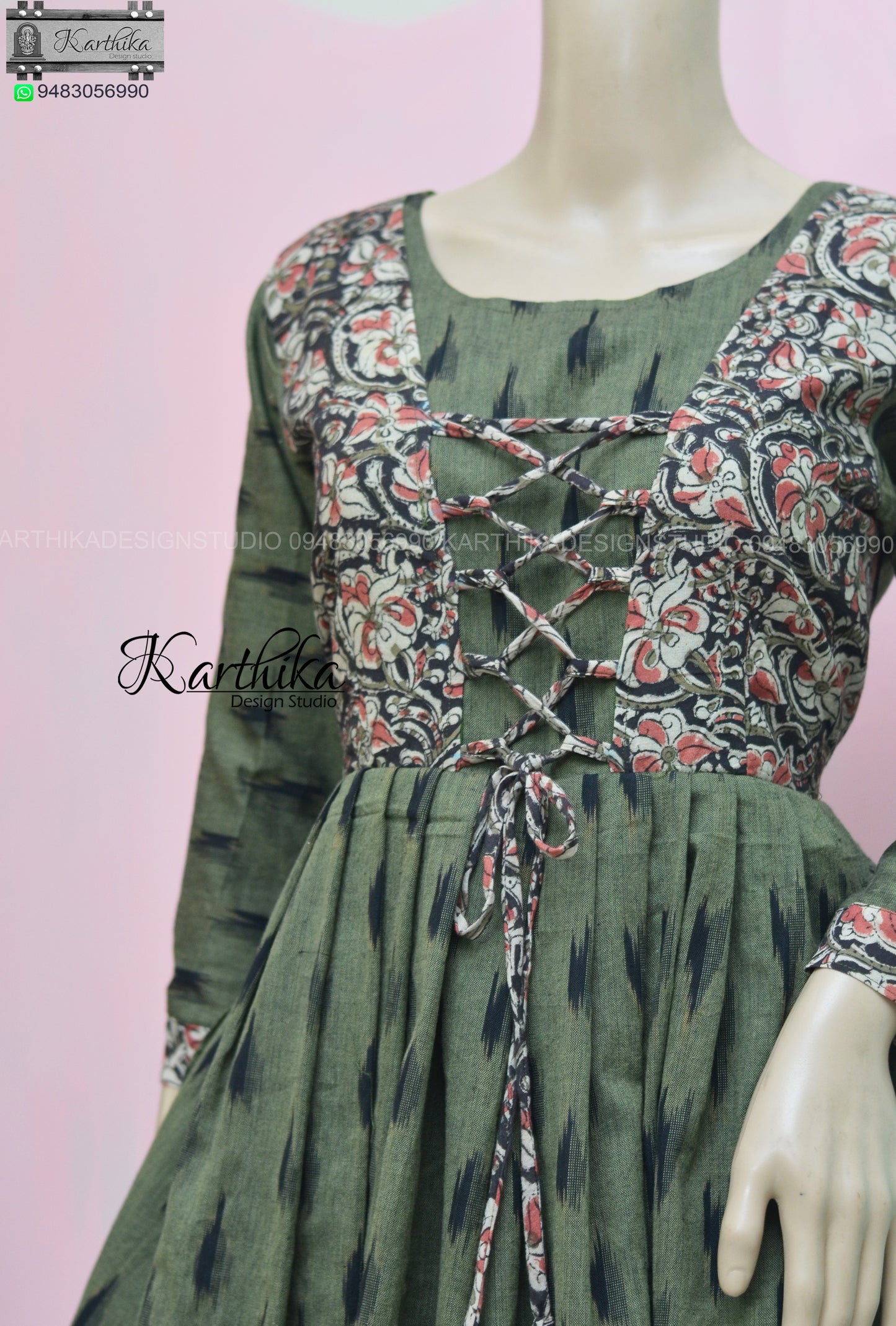 Ikkat and kalamkari kurthi