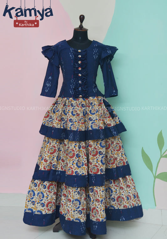 Ikkat/Kalamkari crop top lehenga