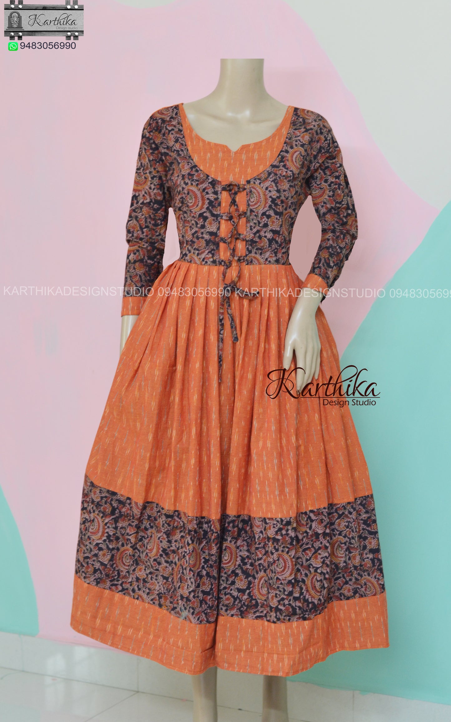 Kalamkari and ikkat frock..