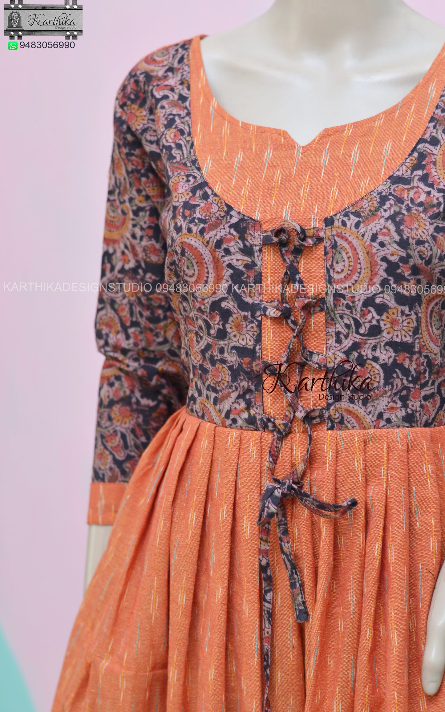 Kalamkari and ikkat frock..