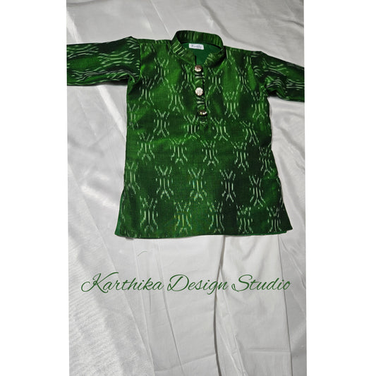 Ikkat silk kurtha set for boys