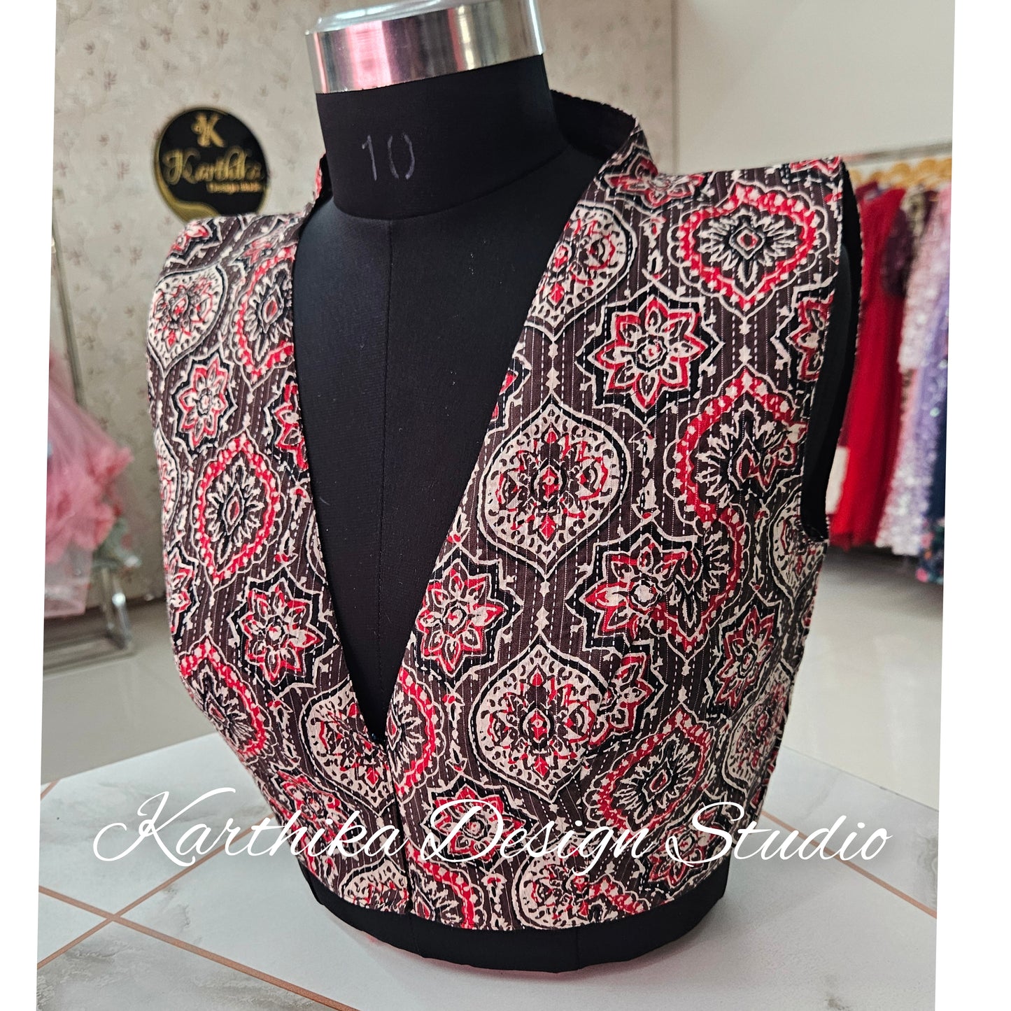 Kantha embroidered cotton blouse