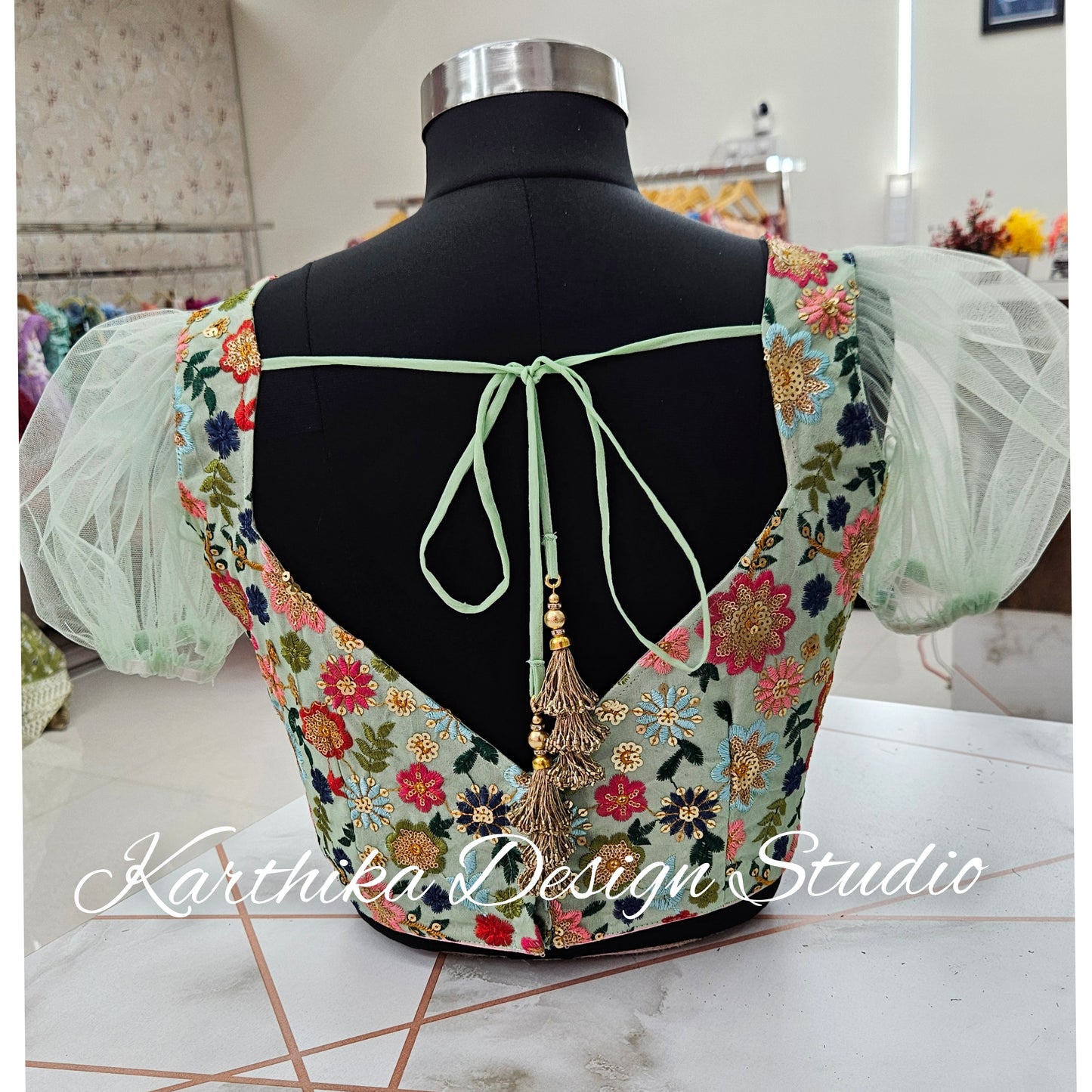 Multicolour embroidered georgette blouse