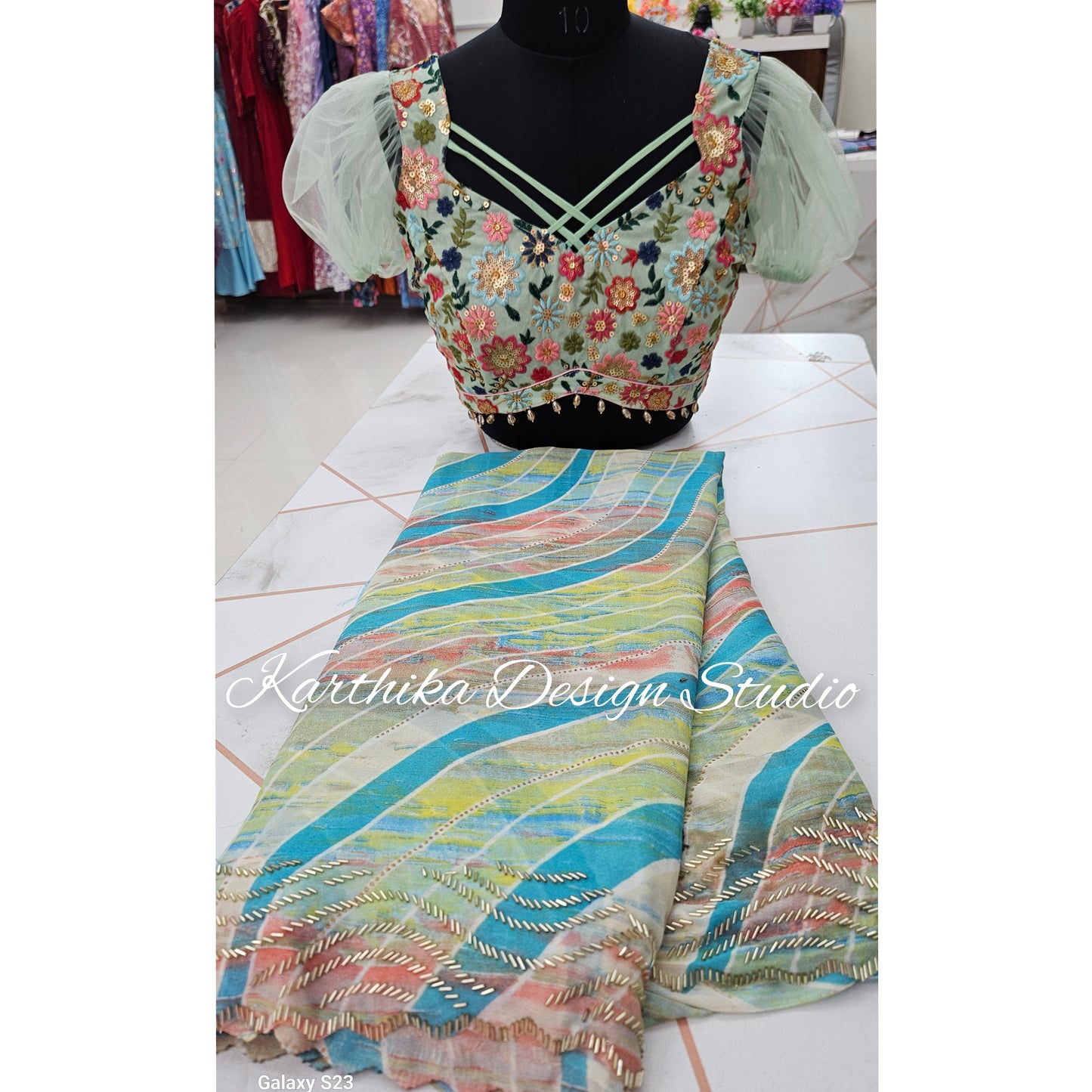 Multicolour chiffon saree
