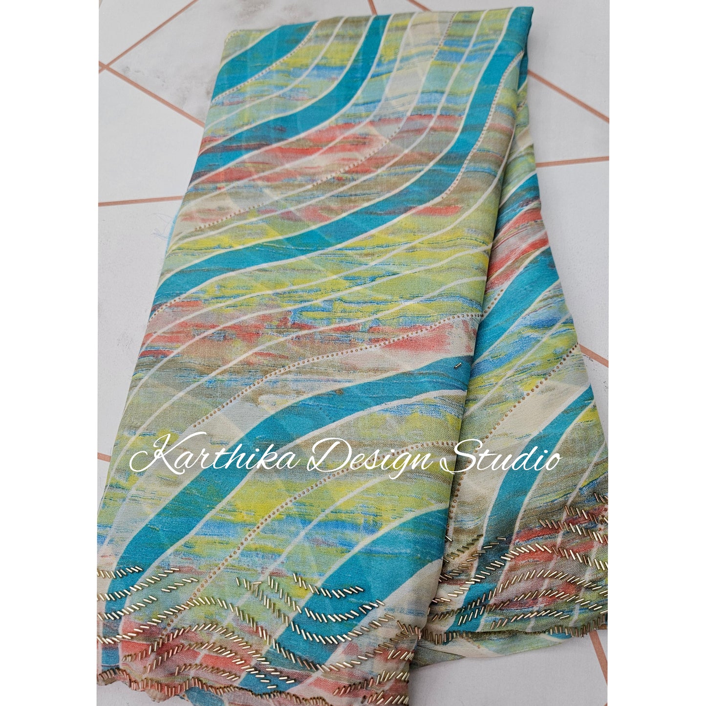 Multicolour chiffon saree