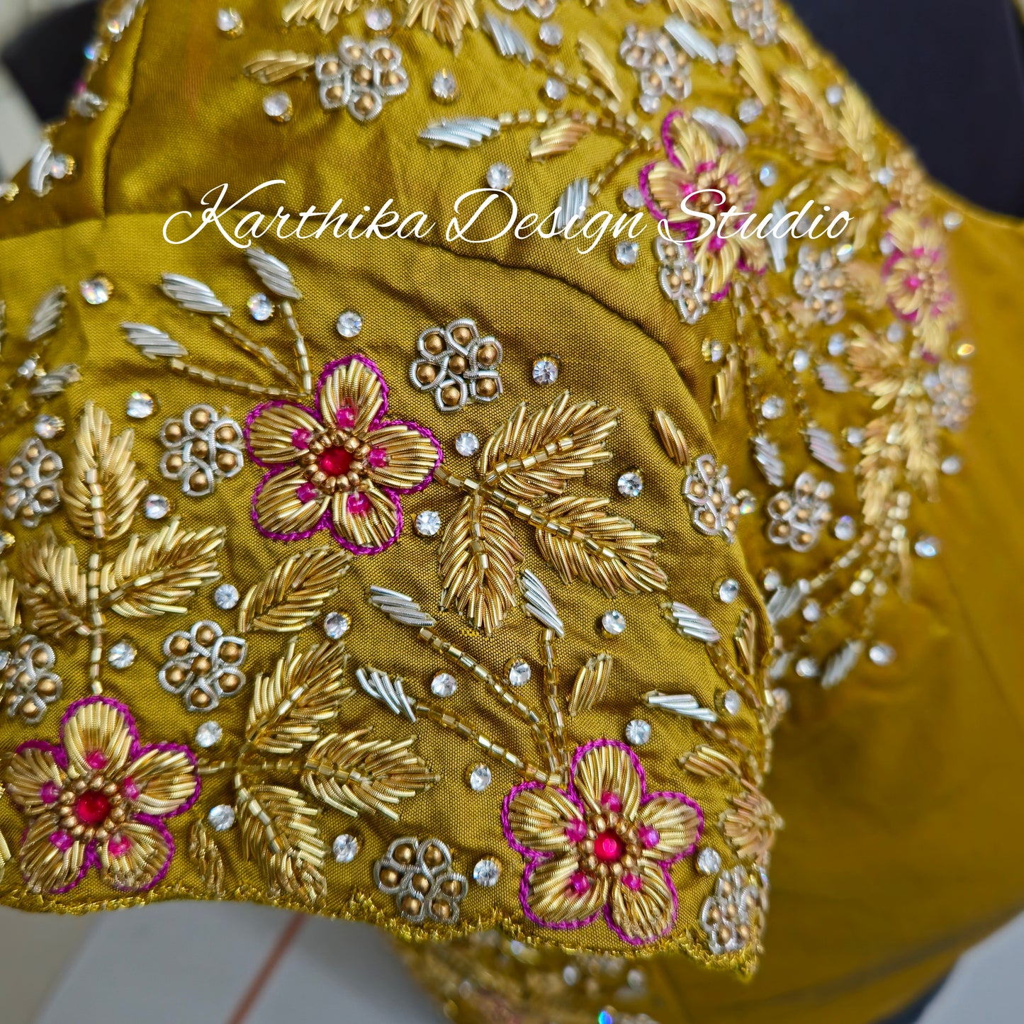 Cotton silk blouse with maggam work