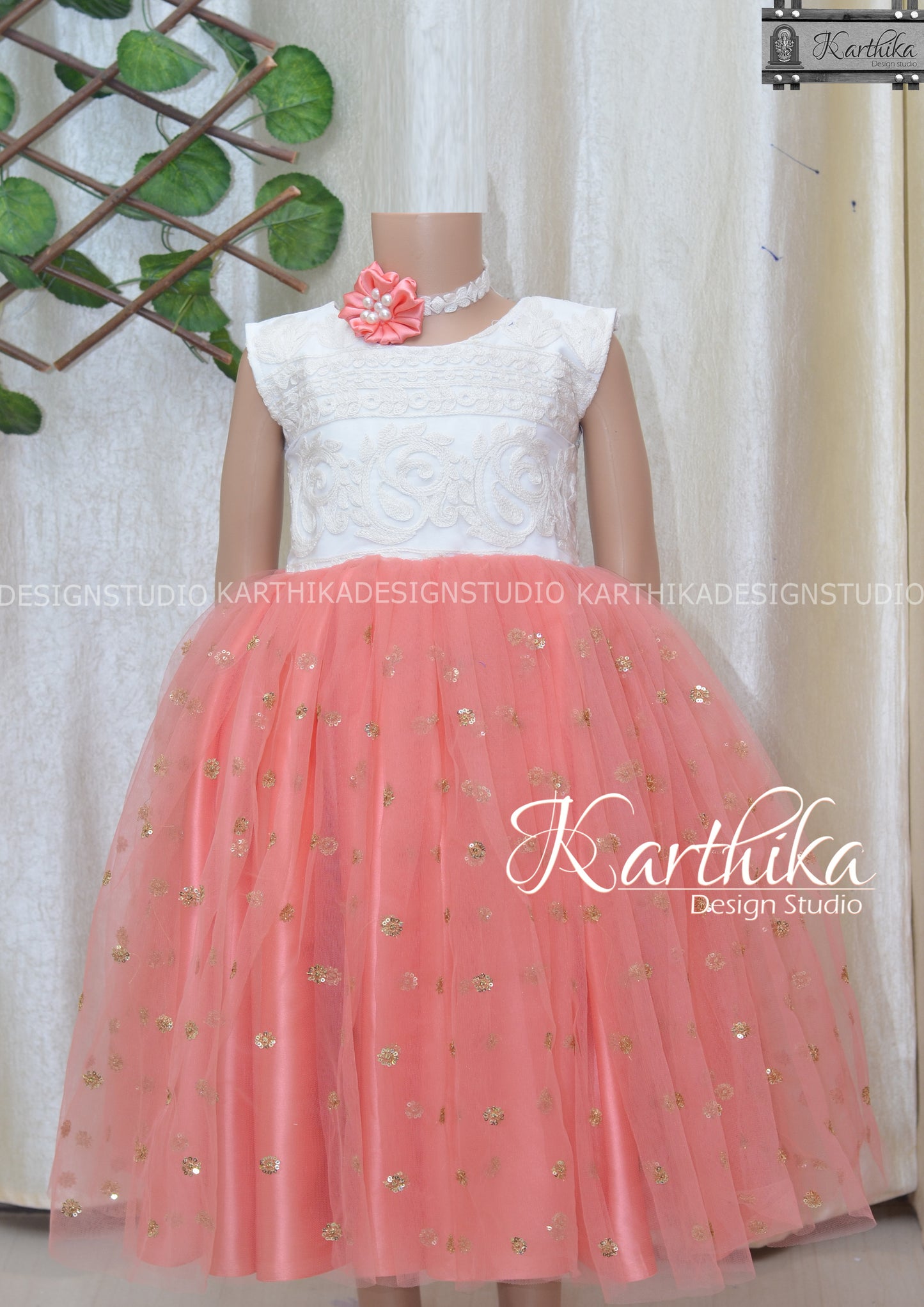 Embroidered net frock