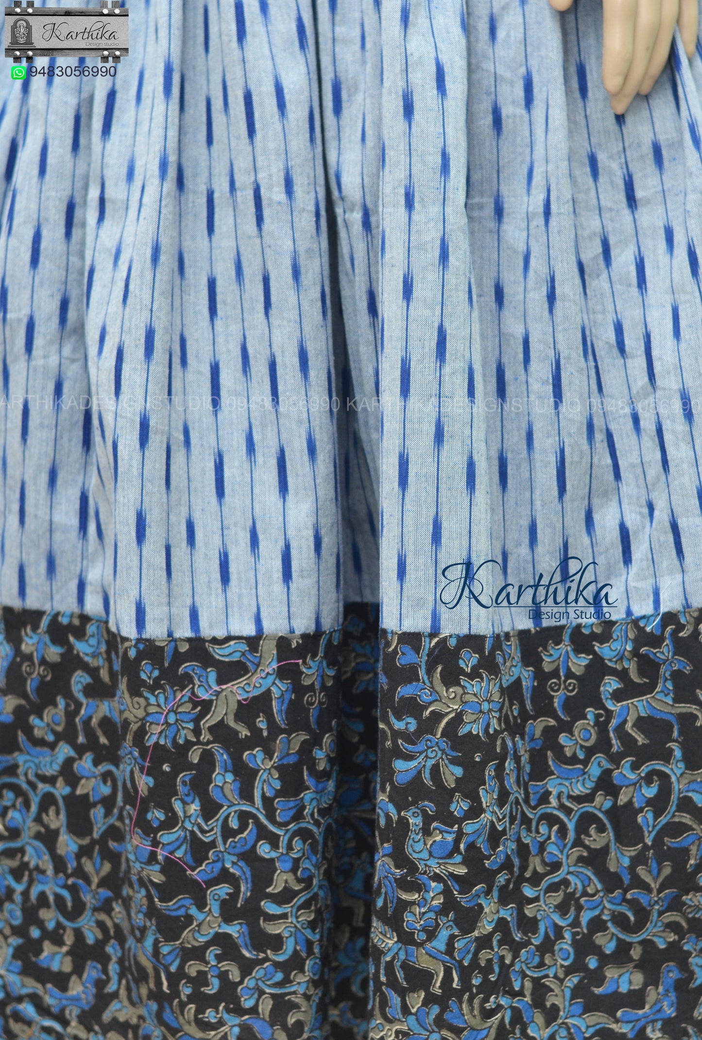 Kalamkari and ikkat cotton kurthi