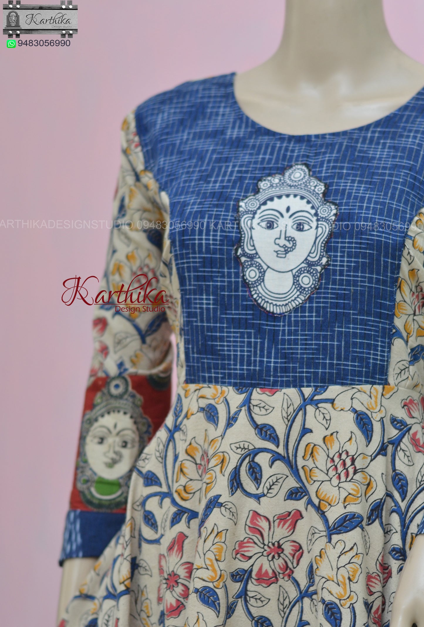 Ikkat and kalamkari kurthi