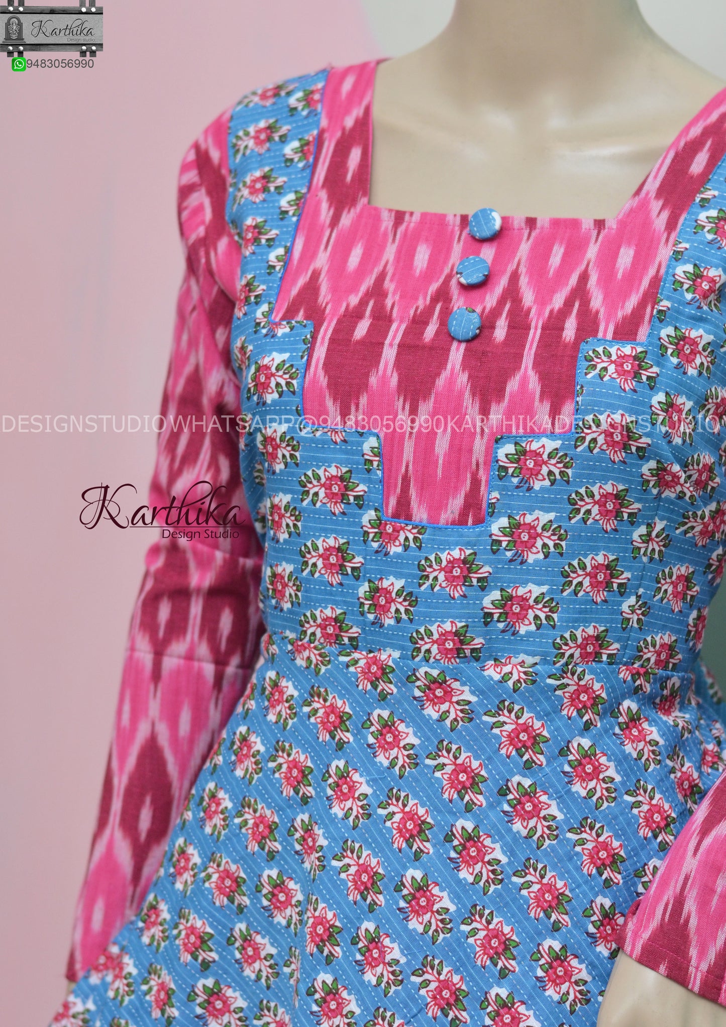 Kantha cotton and Ikkat kurthi..