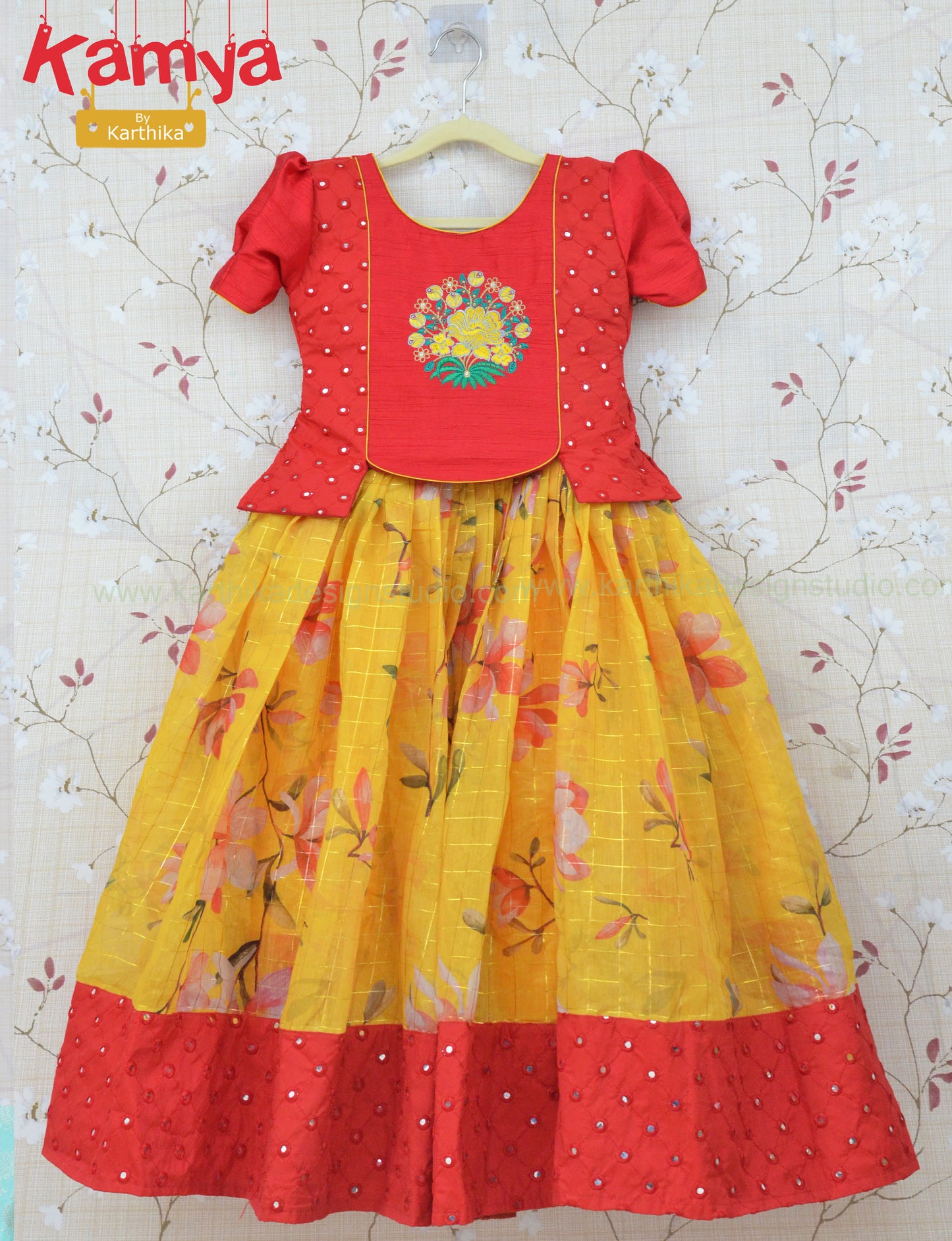Floral kota silk lehenga blouse