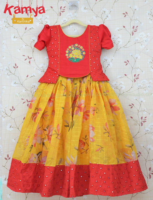 Floral kota silk lehenga blouse