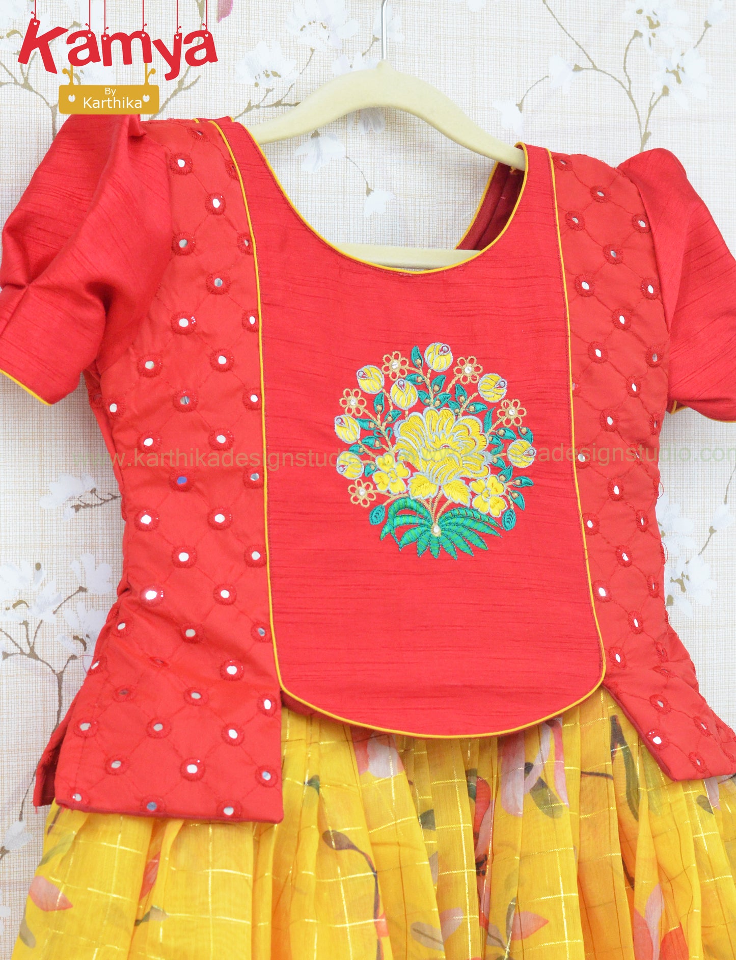 Floral kota silk lehenga blouse