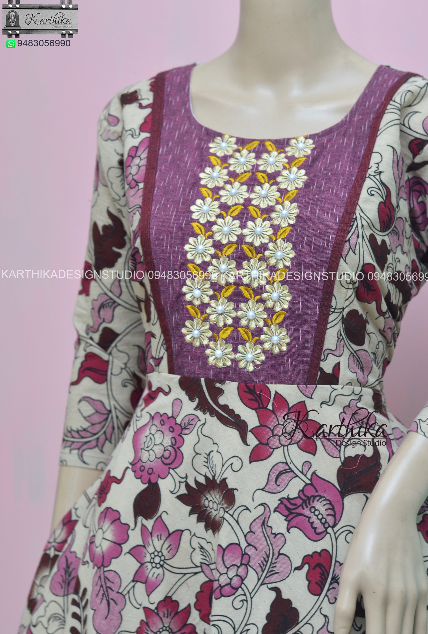 Magenta kalamkari kurthi..