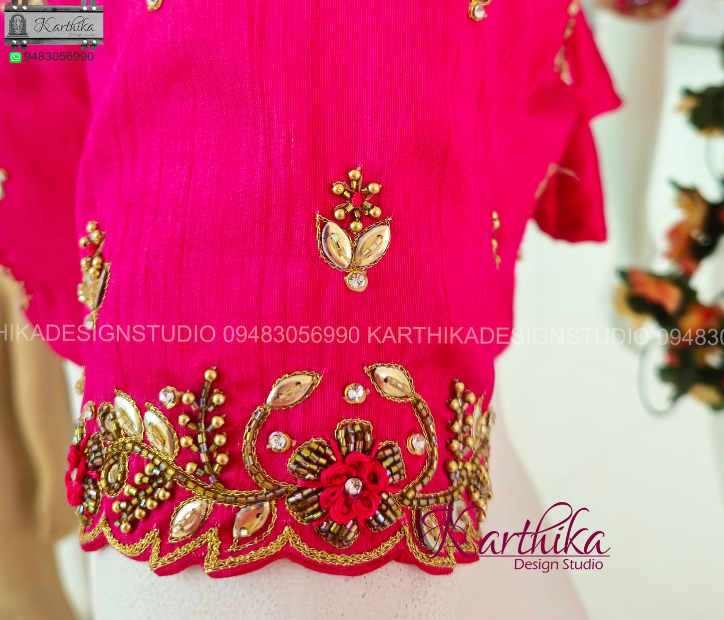 Zardosi and bead work on Raw silk Blouse