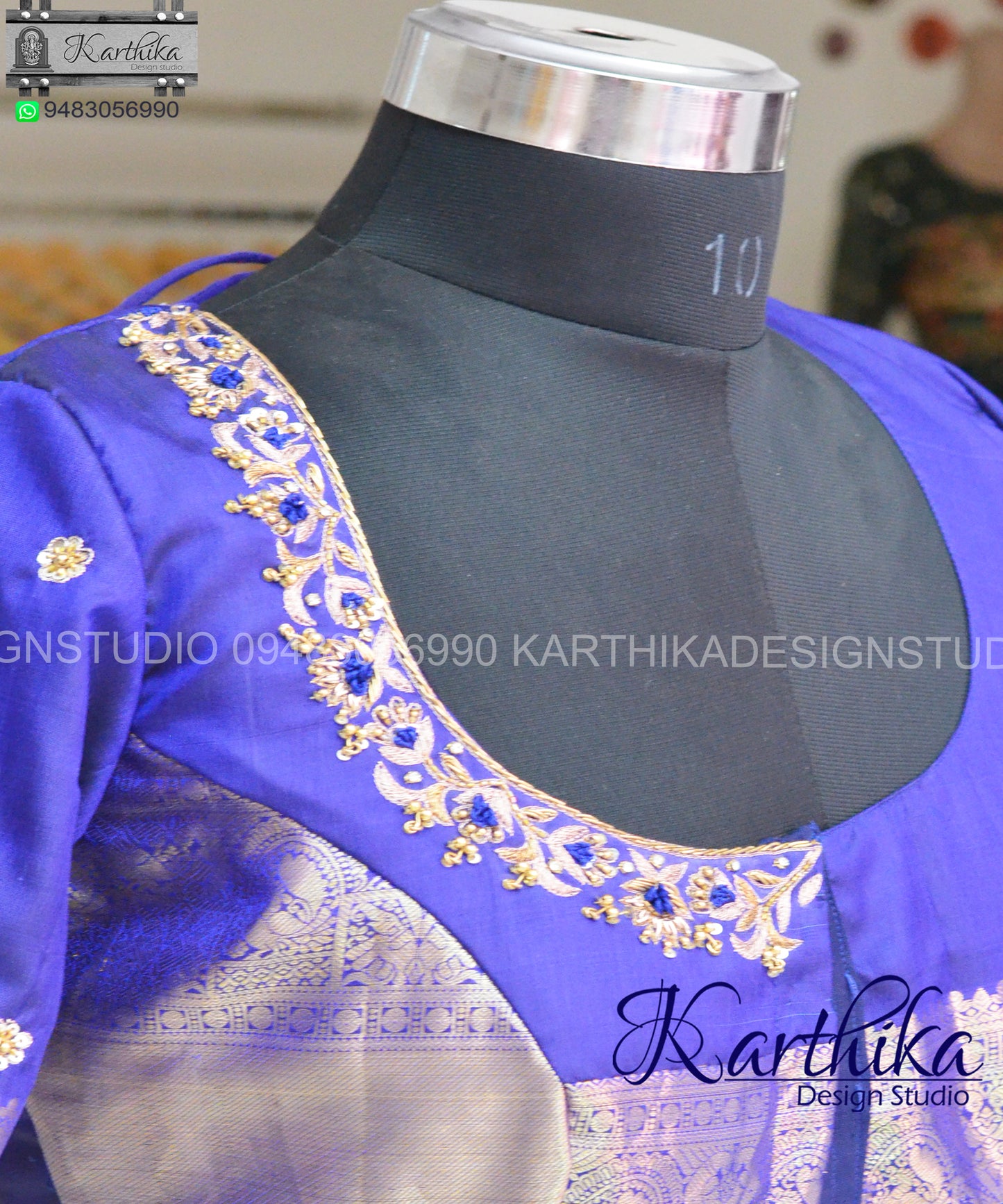 Zardosi and bead work on silk Blouse