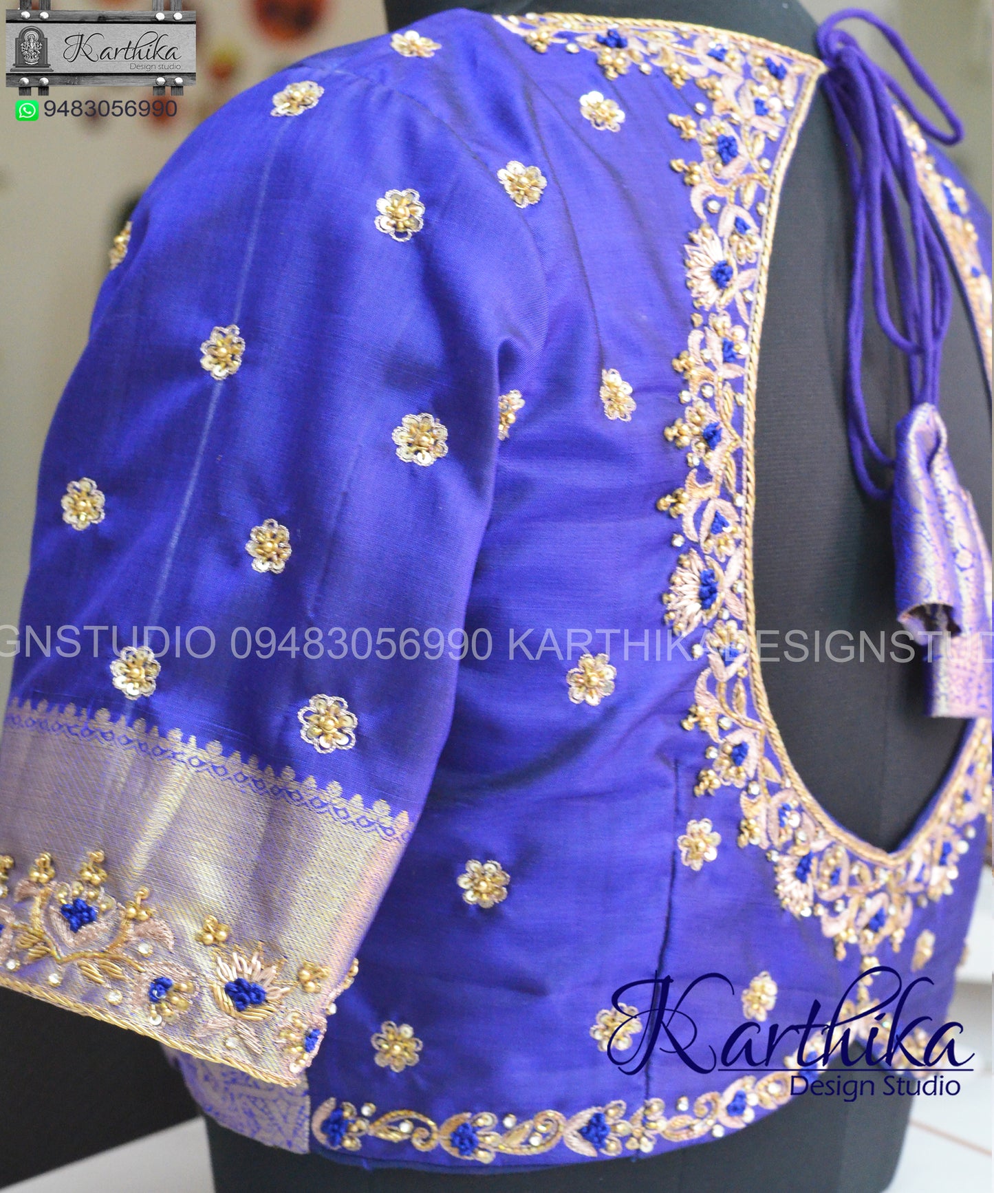 Zardosi and bead work on silk Blouse