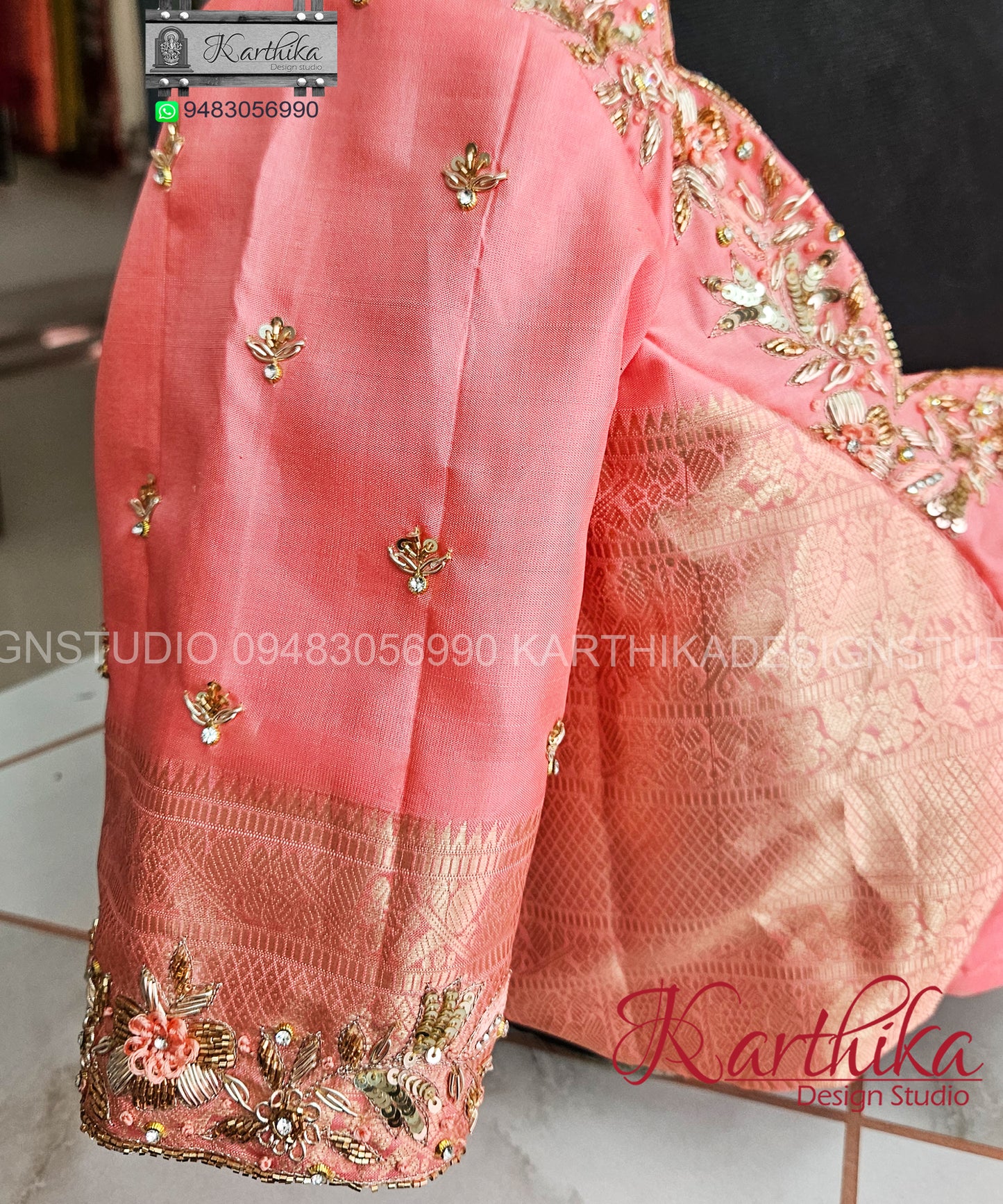 Zardosi and bead work on silk Blouse