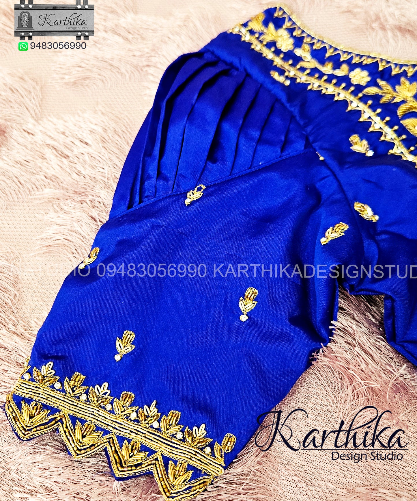 Zardosi and stone work on cotton silk Blouse for kids