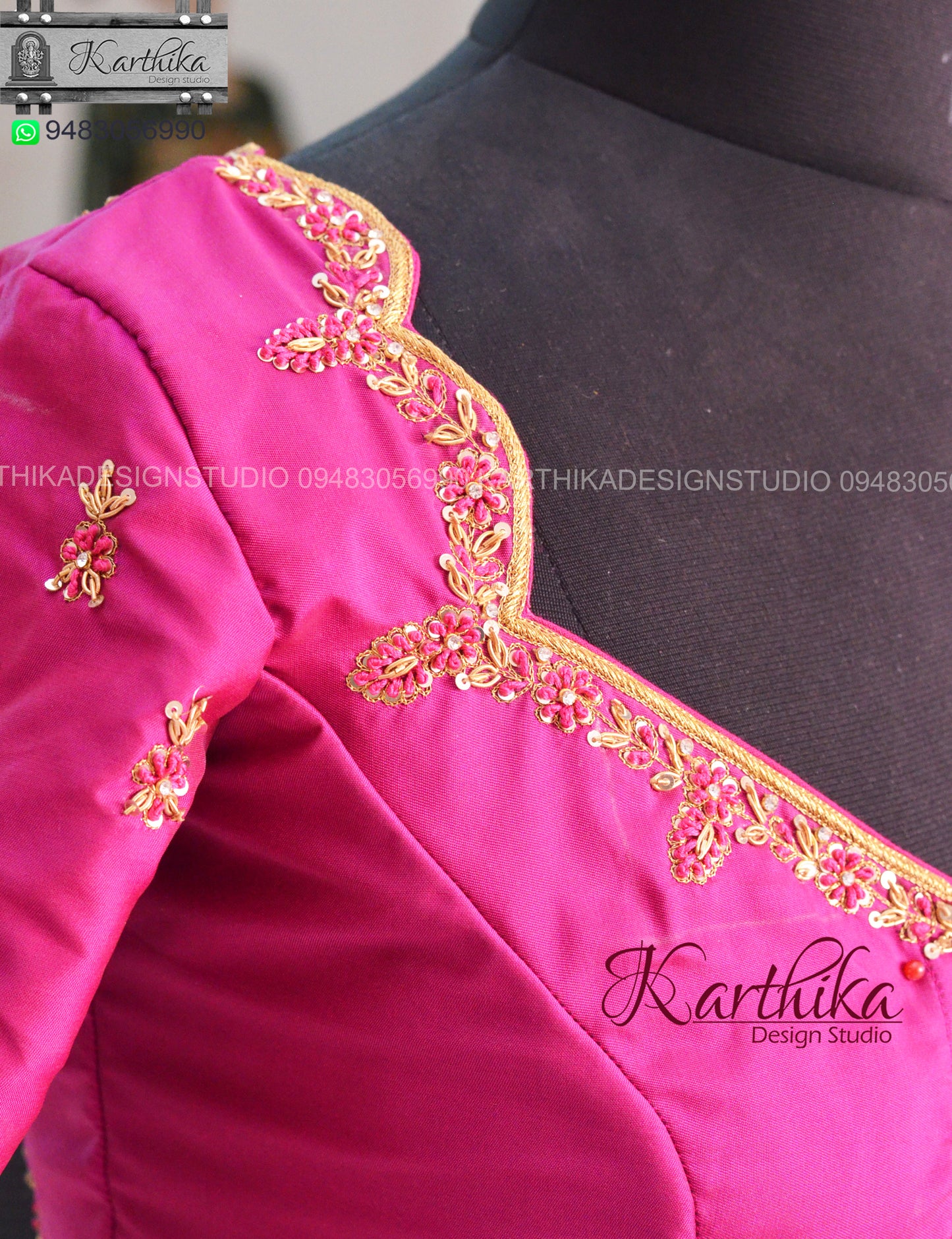 Zardosi and knots work on cotton silk Blouse