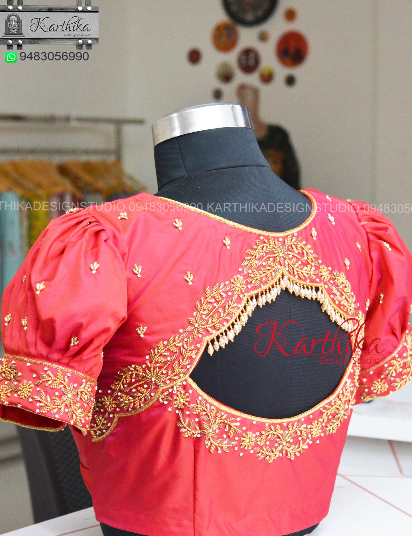 Zari and beads work on cotton silk Blouse