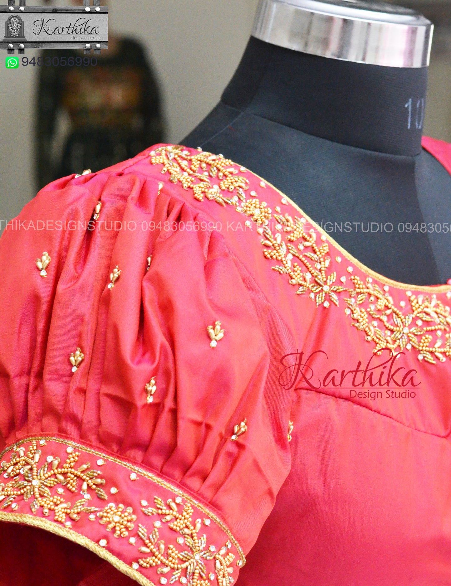 Zari and beads work on cotton silk Blouse