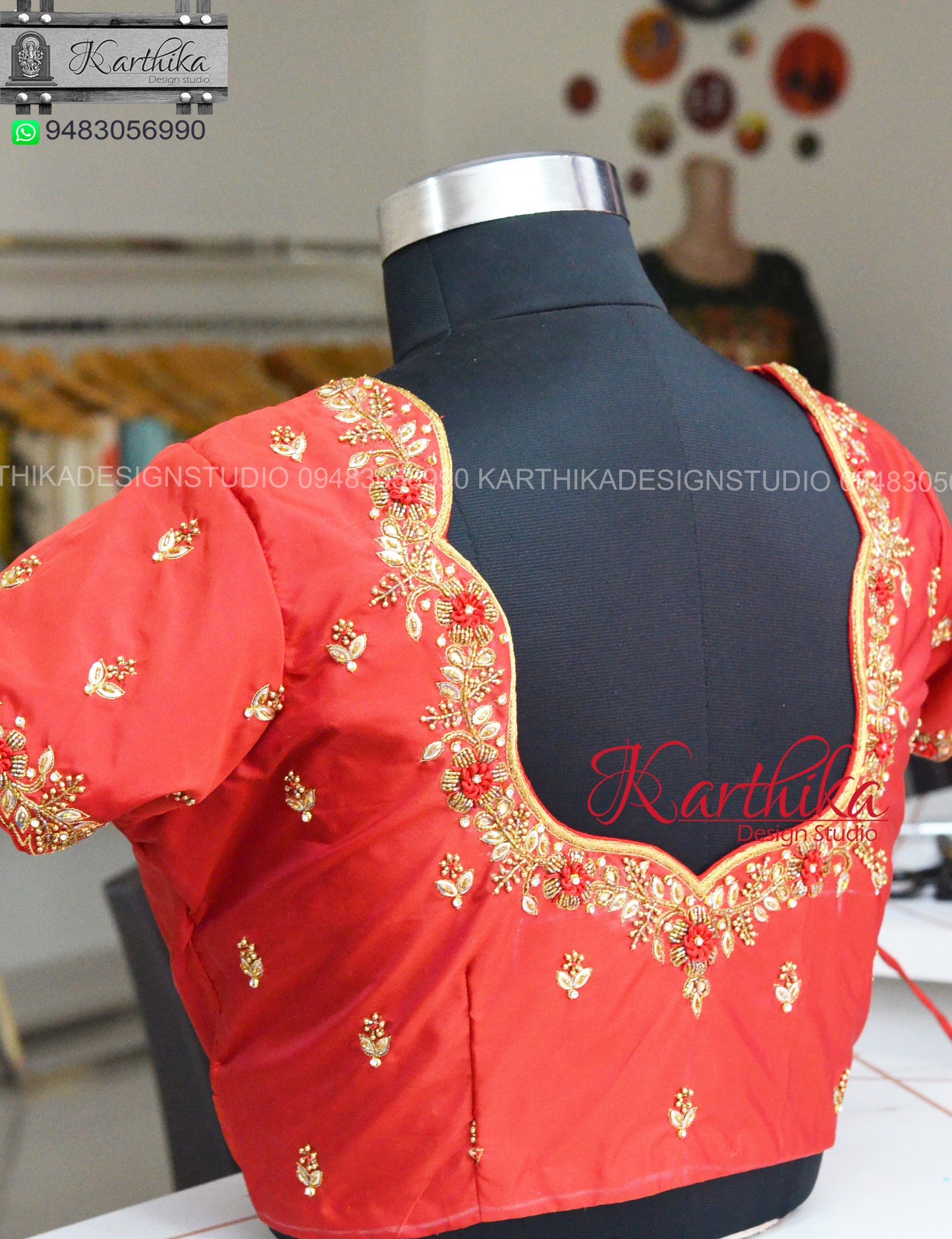 Zardosi and knots work on cotton silk Blouse