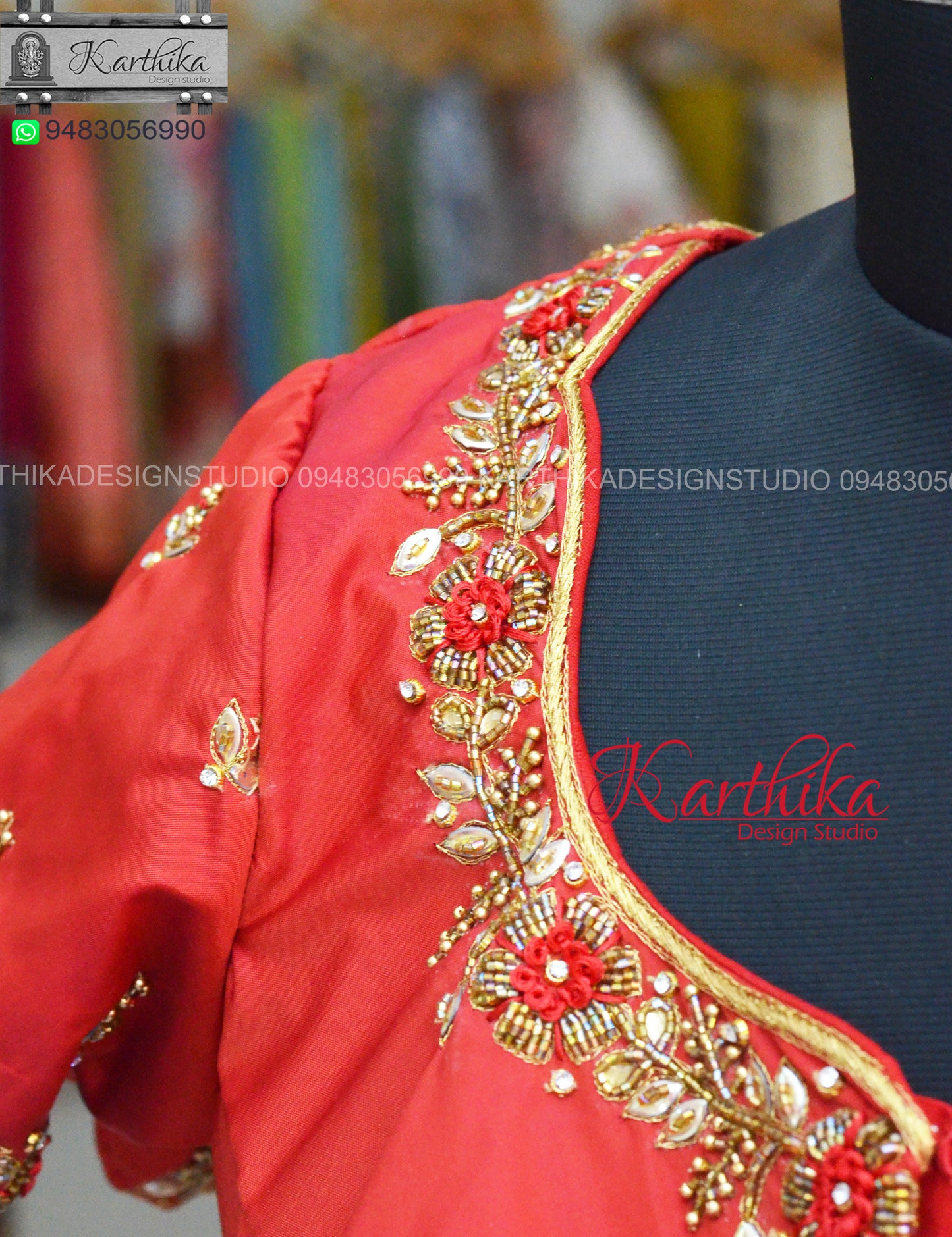 Zardosi and knots work on cotton silk Blouse