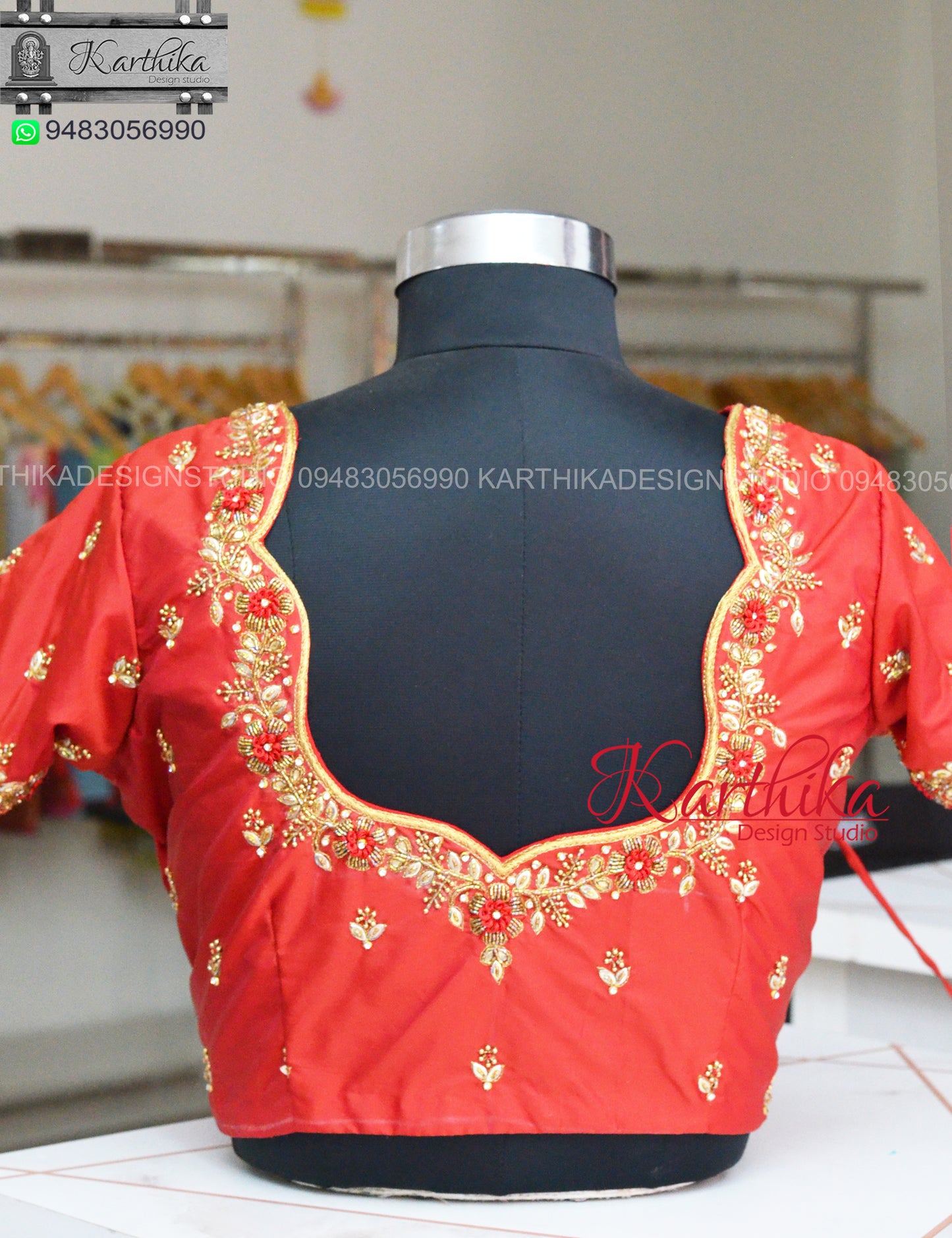 Zardosi and knots work on cotton silk Blouse