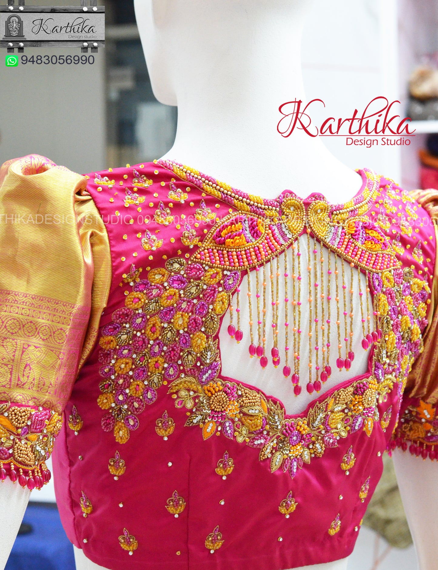 Bridal embroidery work on silk Blouse