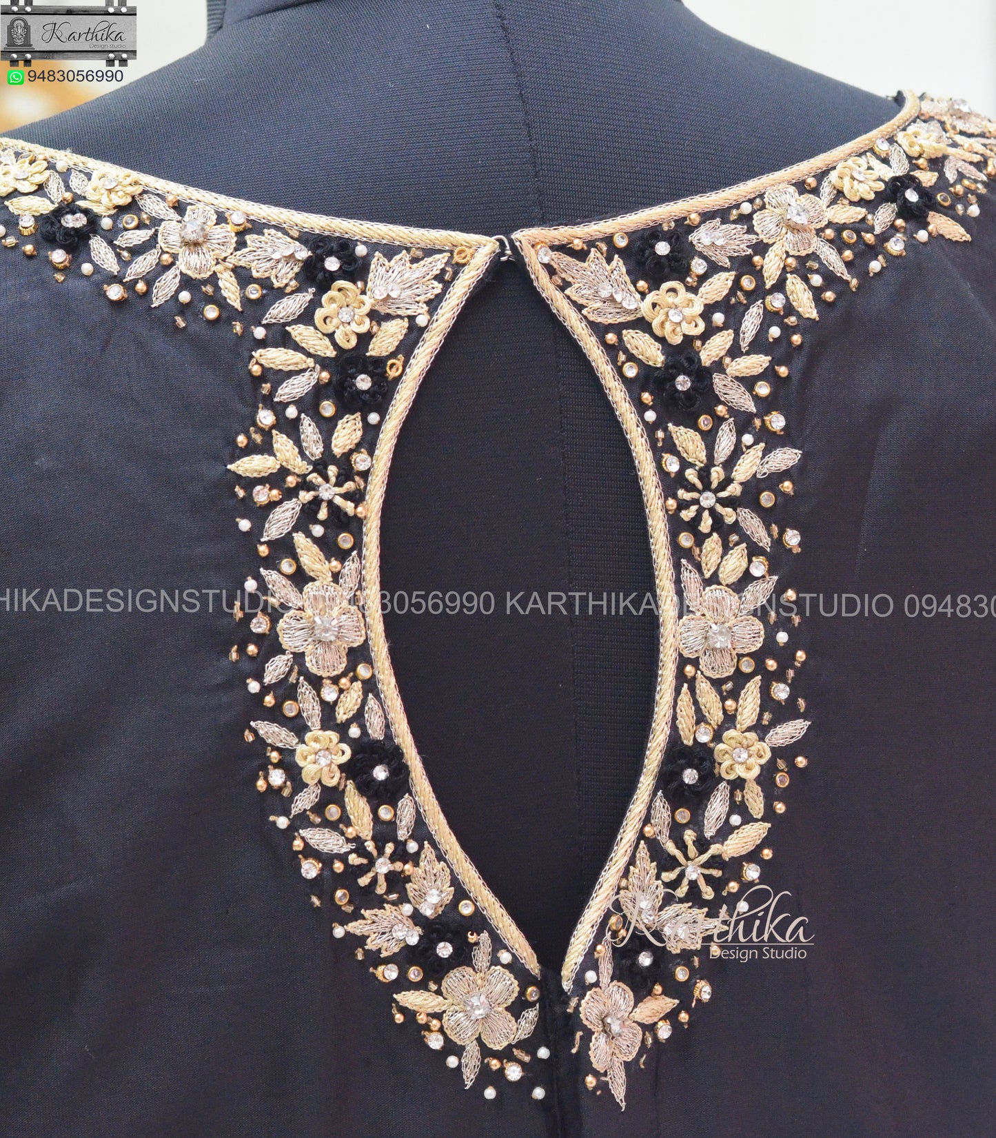 Cotton silk blouse with maggam work