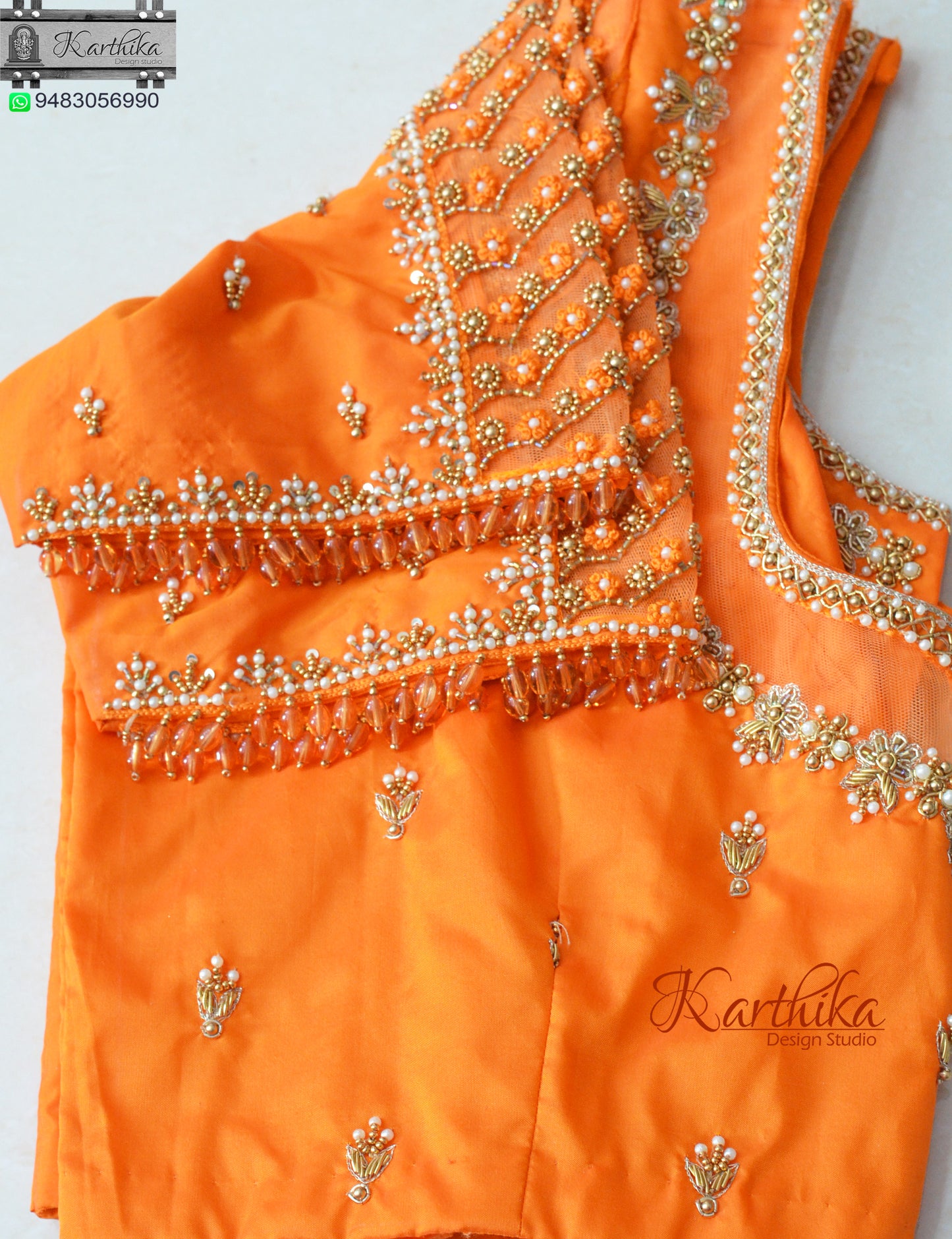 Zardosi and pearls work on cotton silk Blouse