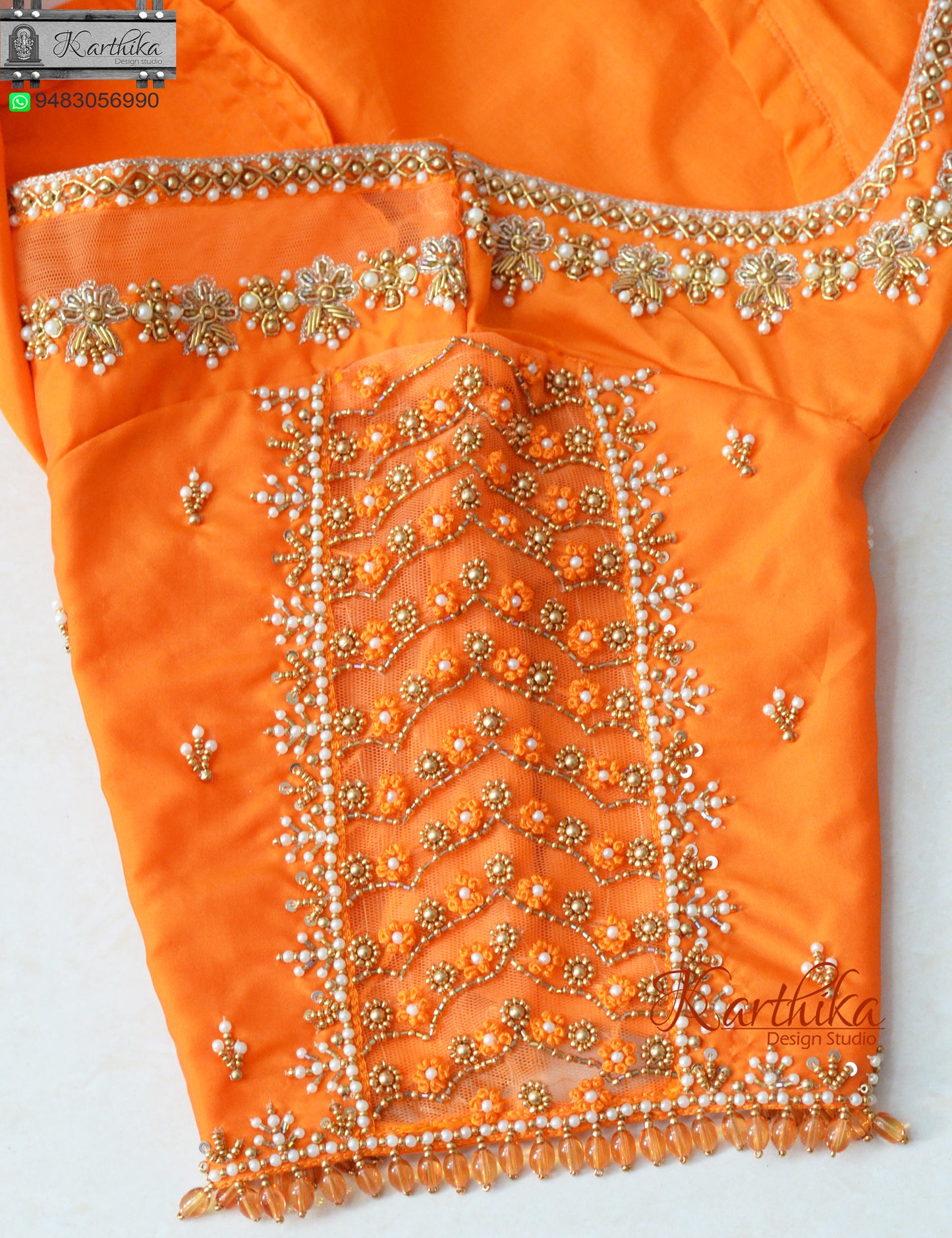 Zardosi and pearls work on cotton silk Blouse