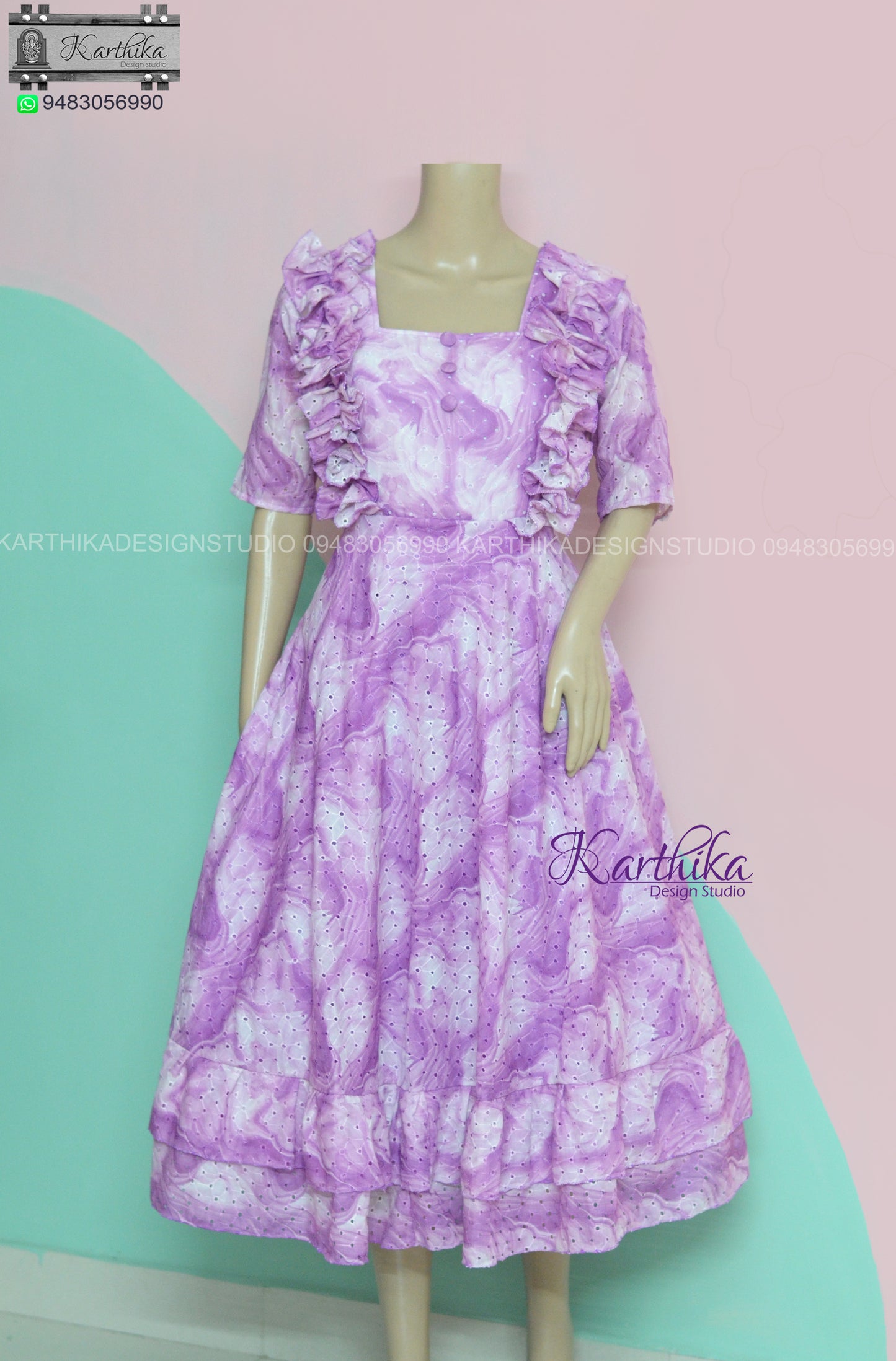 Marble print Hakoba cotton frock