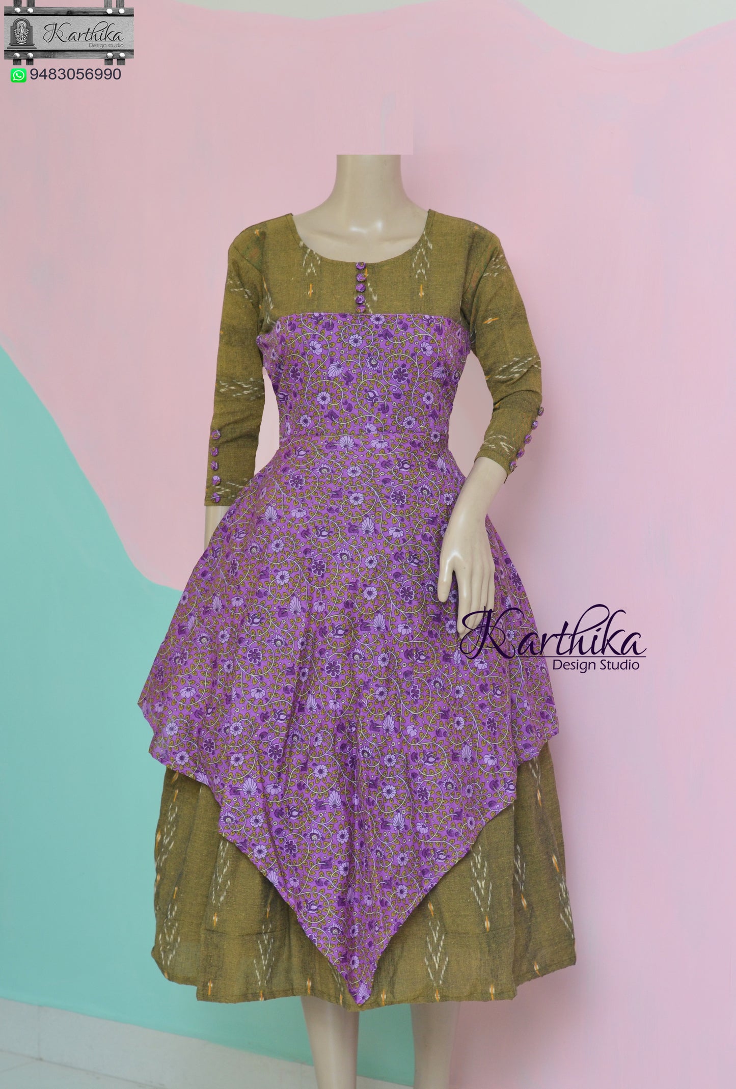 Printed cotton/Ikkat cotton kurthi..