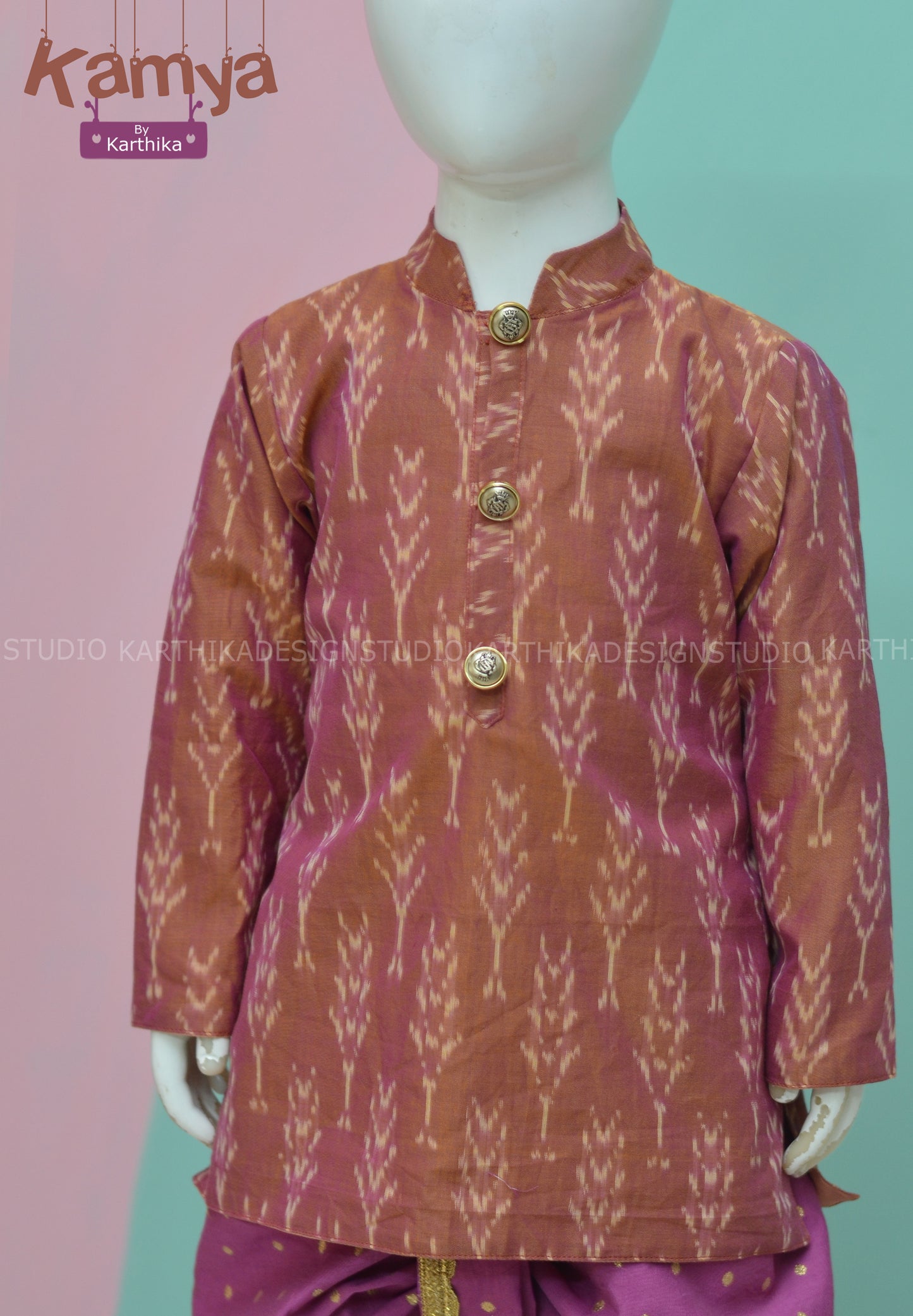 Mercirised Ikkat Kurtha Dhothi for boys