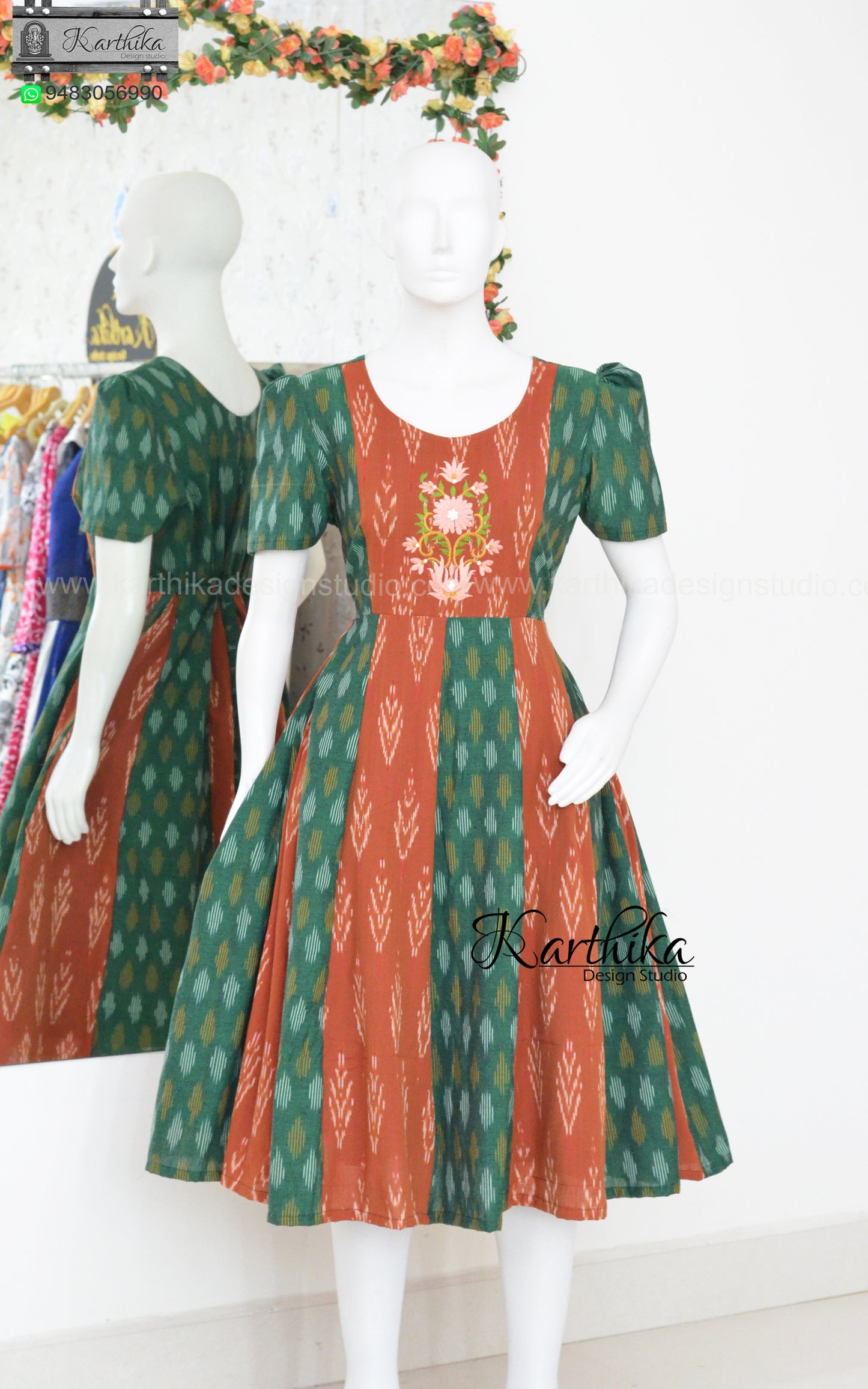 Multicolor ikkat cotton frock